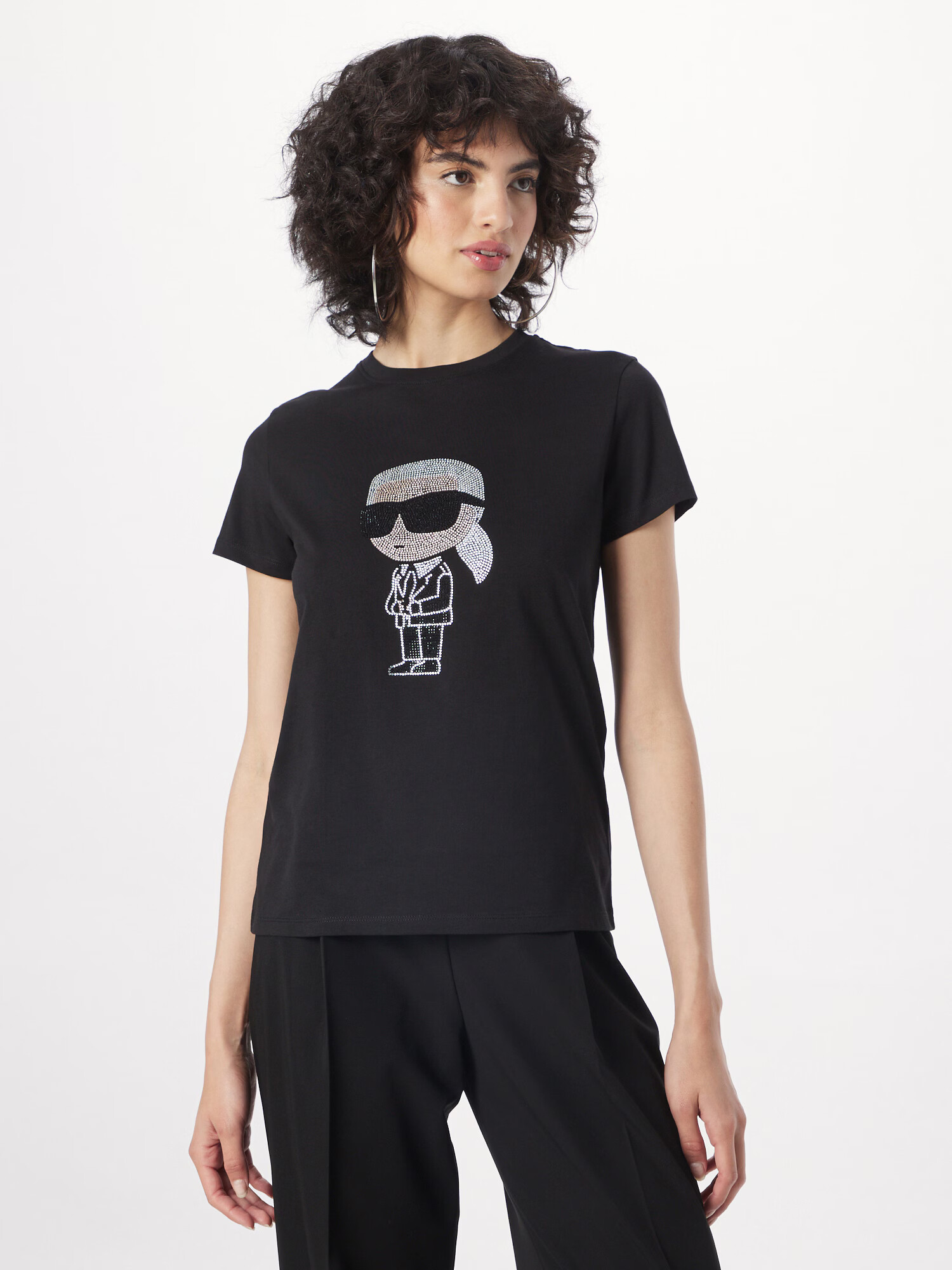 Karl Lagerfeld Tricou 'Ikonik' negru / argintiu / transparent - Pled.ro