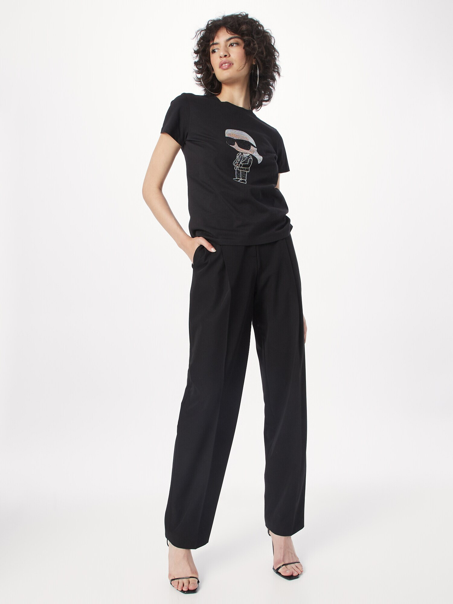 Karl Lagerfeld Tricou 'Ikonik' negru / argintiu / transparent - Pled.ro