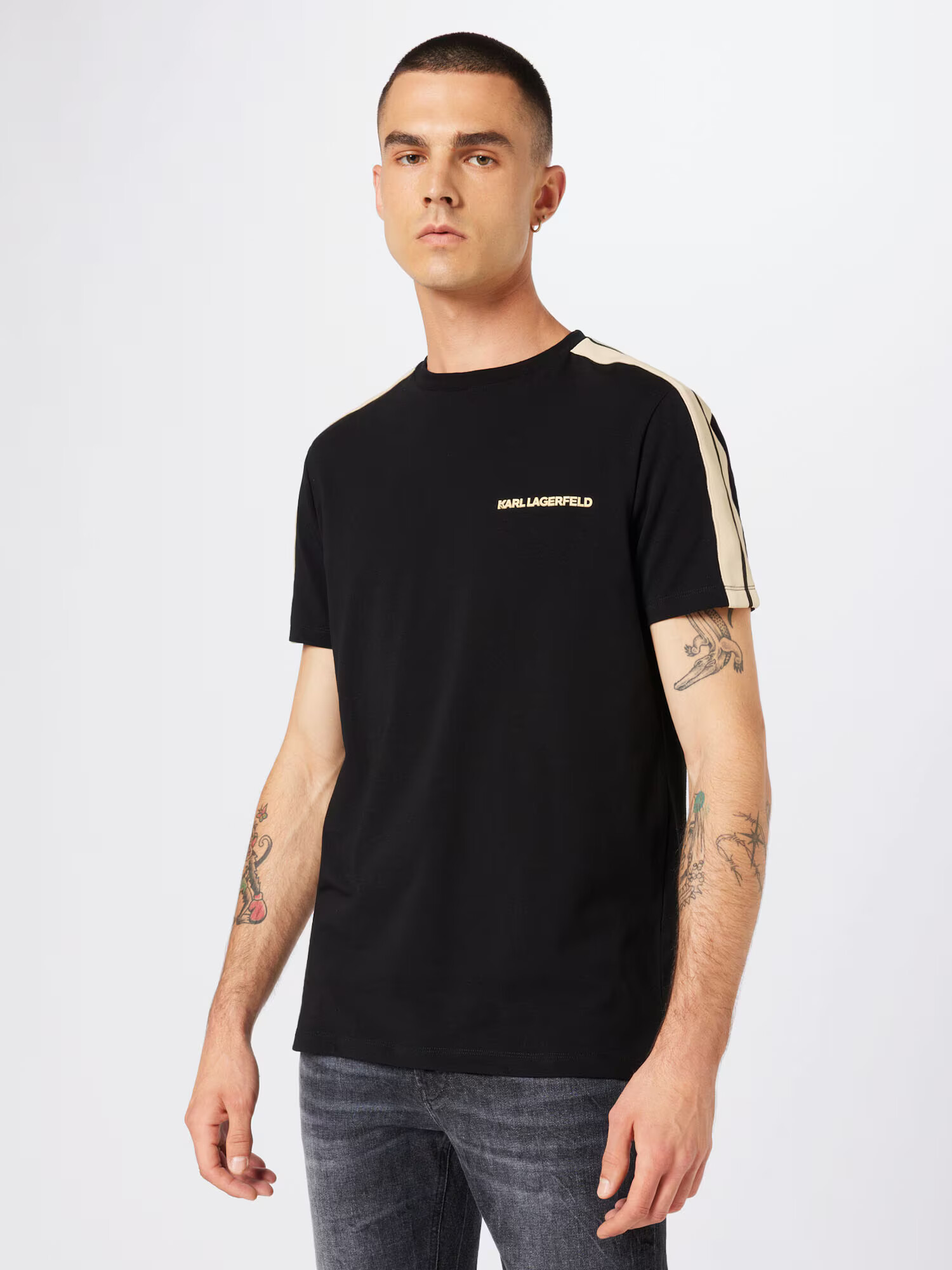 Karl Lagerfeld Tricou bej / negru - Pled.ro