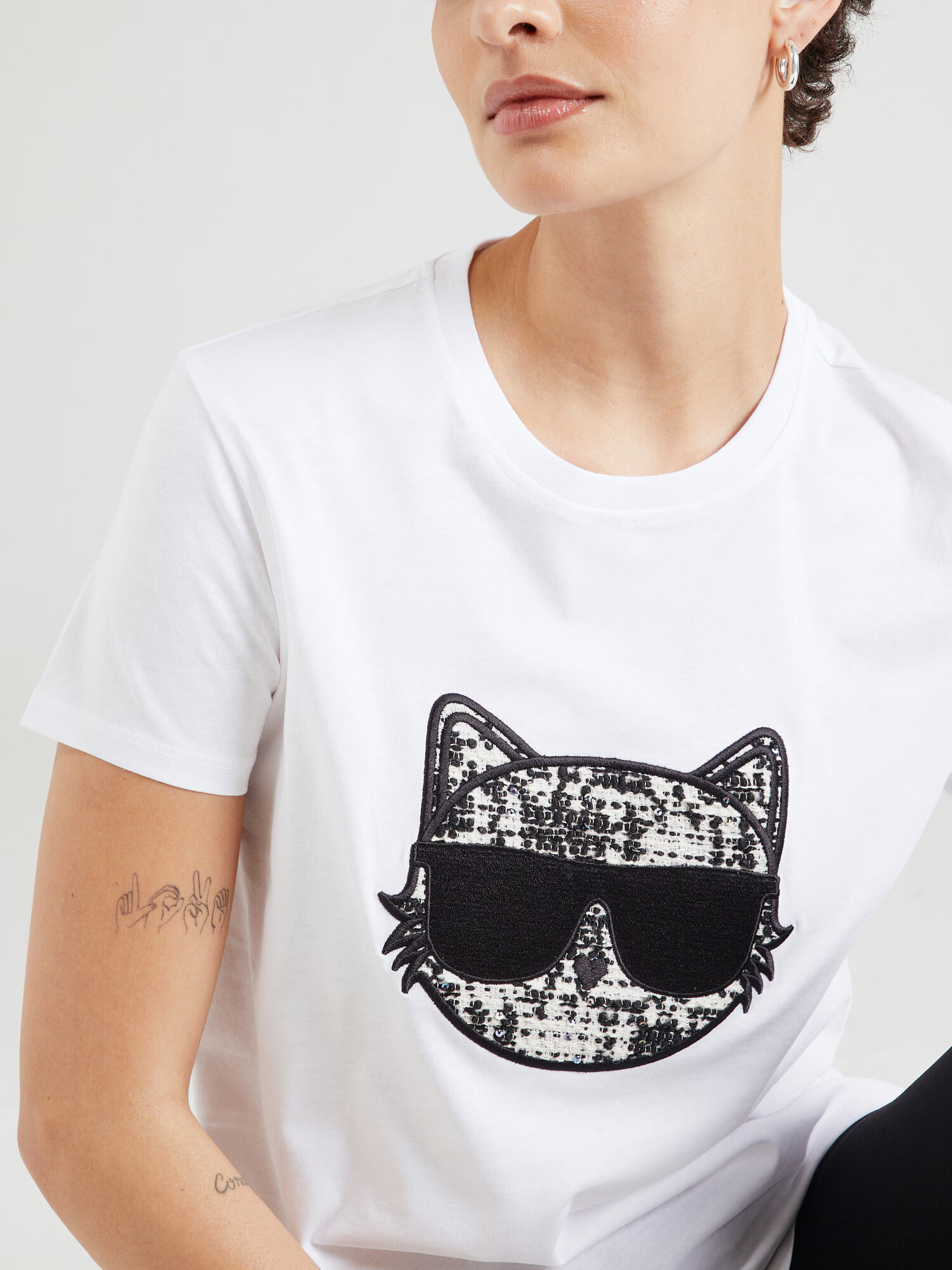 Karl Lagerfeld Tricou 'CHOUPETTE' negru / alb - Pled.ro