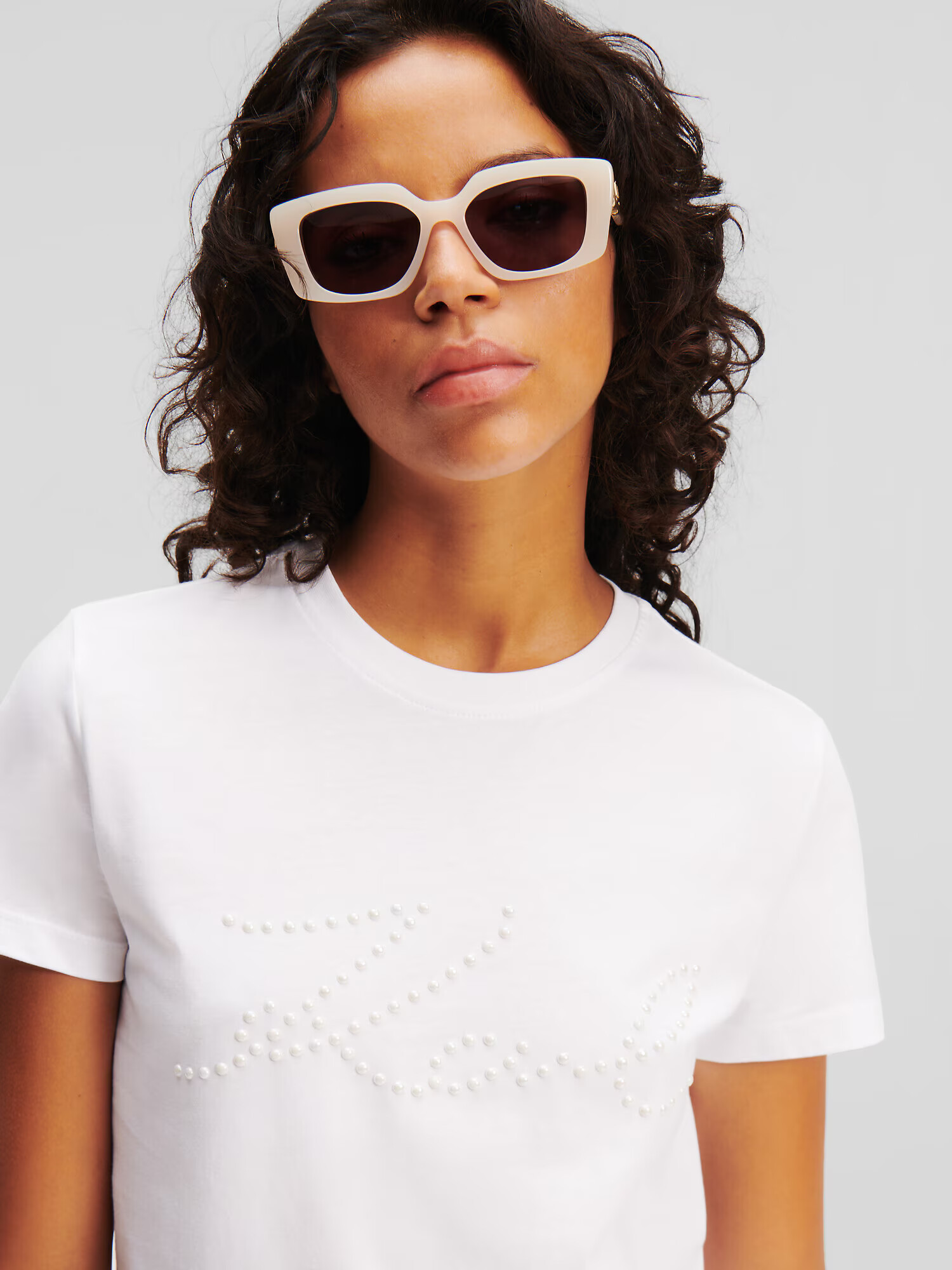 Karl Lagerfeld Tricou alb / alb natural - Pled.ro