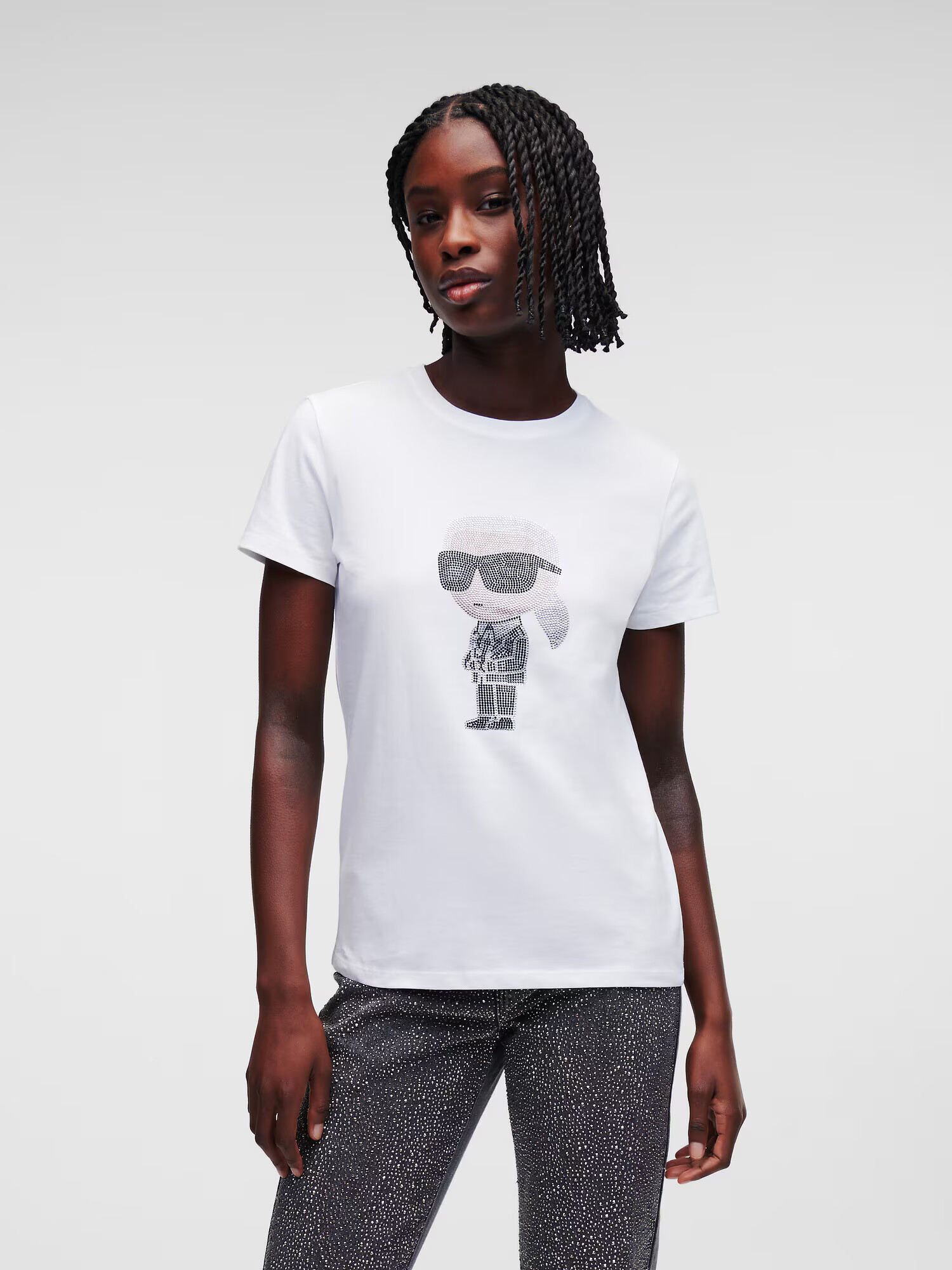 Karl Lagerfeld Tricou gri / alb - Pled.ro