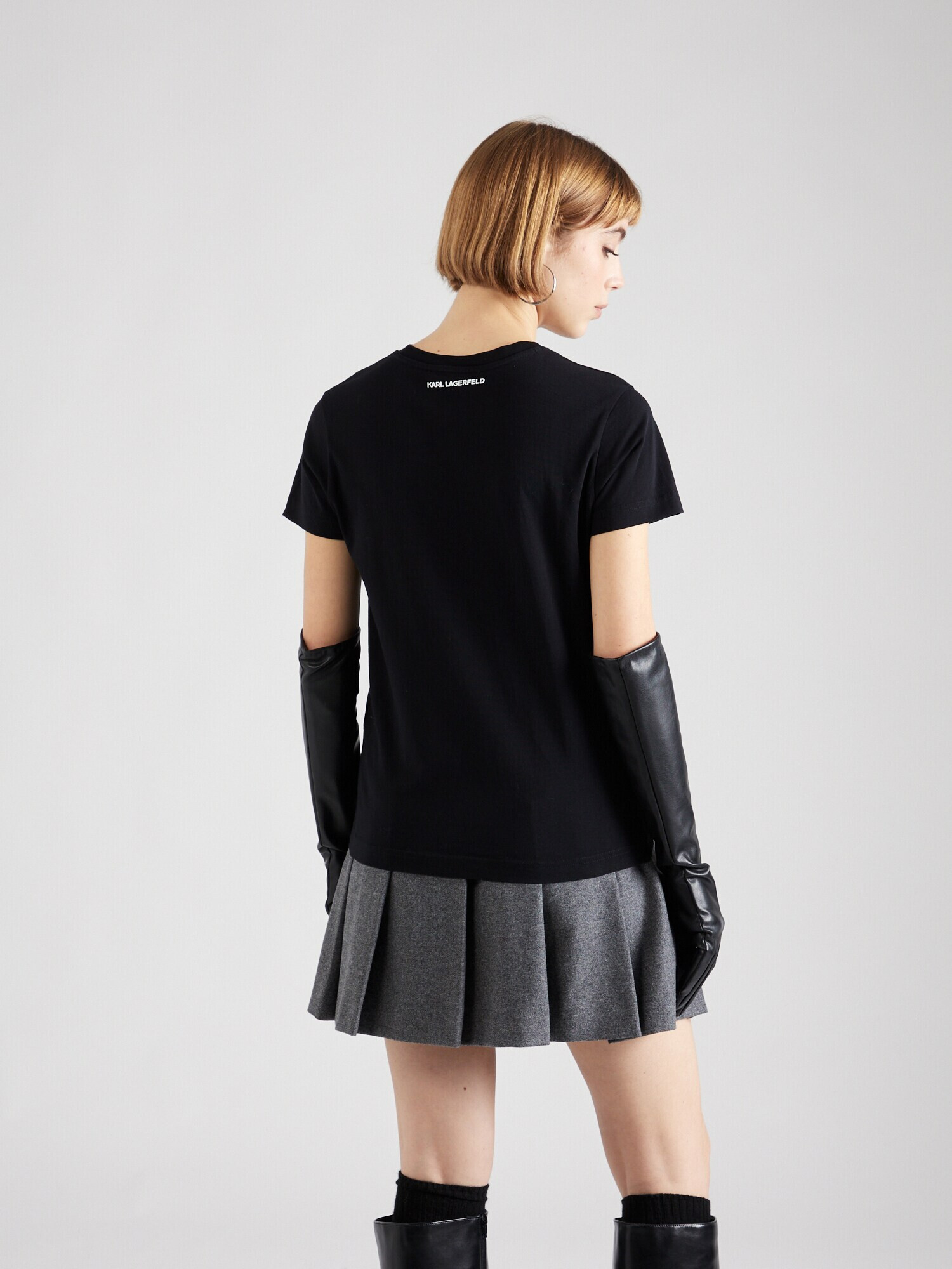 Karl Lagerfeld Tricou 'Ikonik 2.0' bej / negru / argintiu / alb - Pled.ro