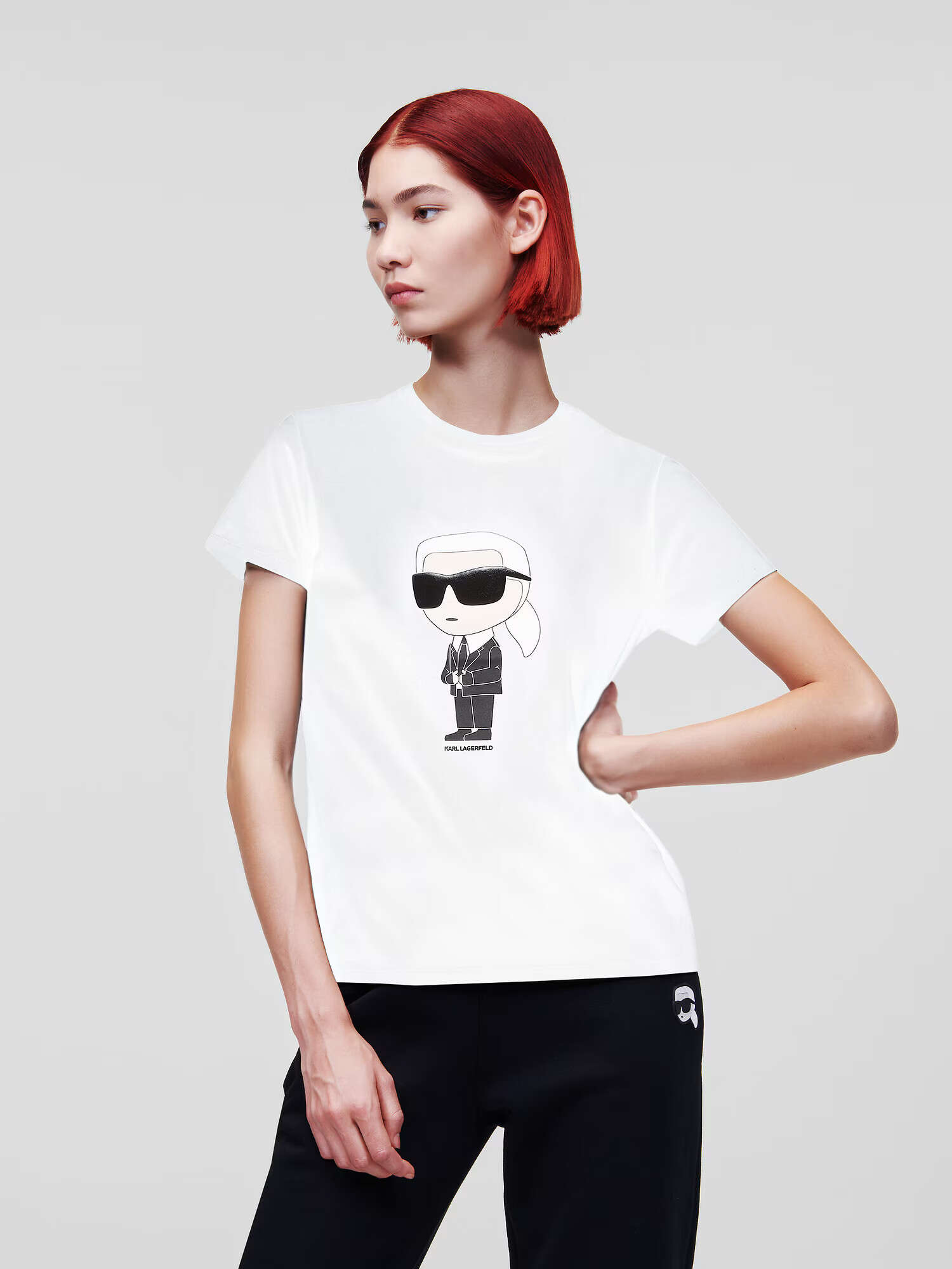 Karl Lagerfeld Tricou 'Ikonik 2.0' crem / negru / alb murdar - Pled.ro