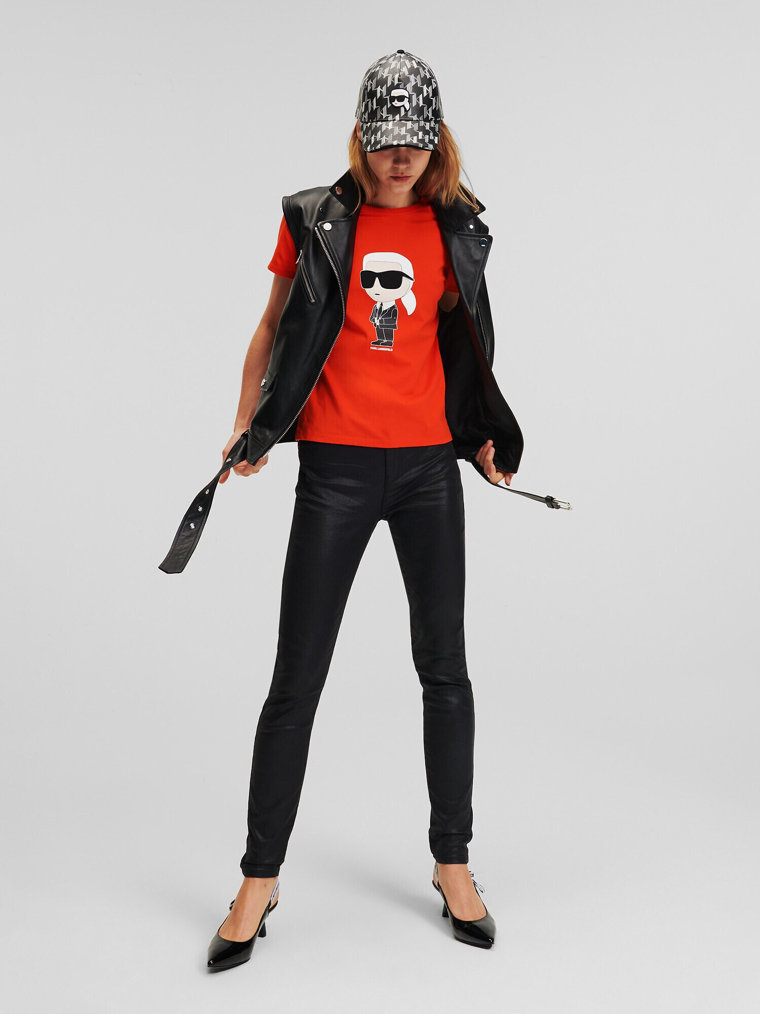 Karl Lagerfeld Tricou 'Ikonik 2.0' crem / roșu / negru / alb - Pled.ro