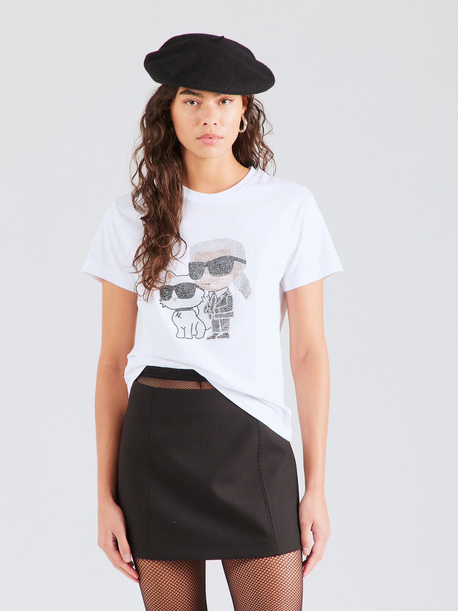 Karl Lagerfeld Tricou 'Ikonik 2.0' culoarea pielii / gri argintiu / negru / alb - Pled.ro