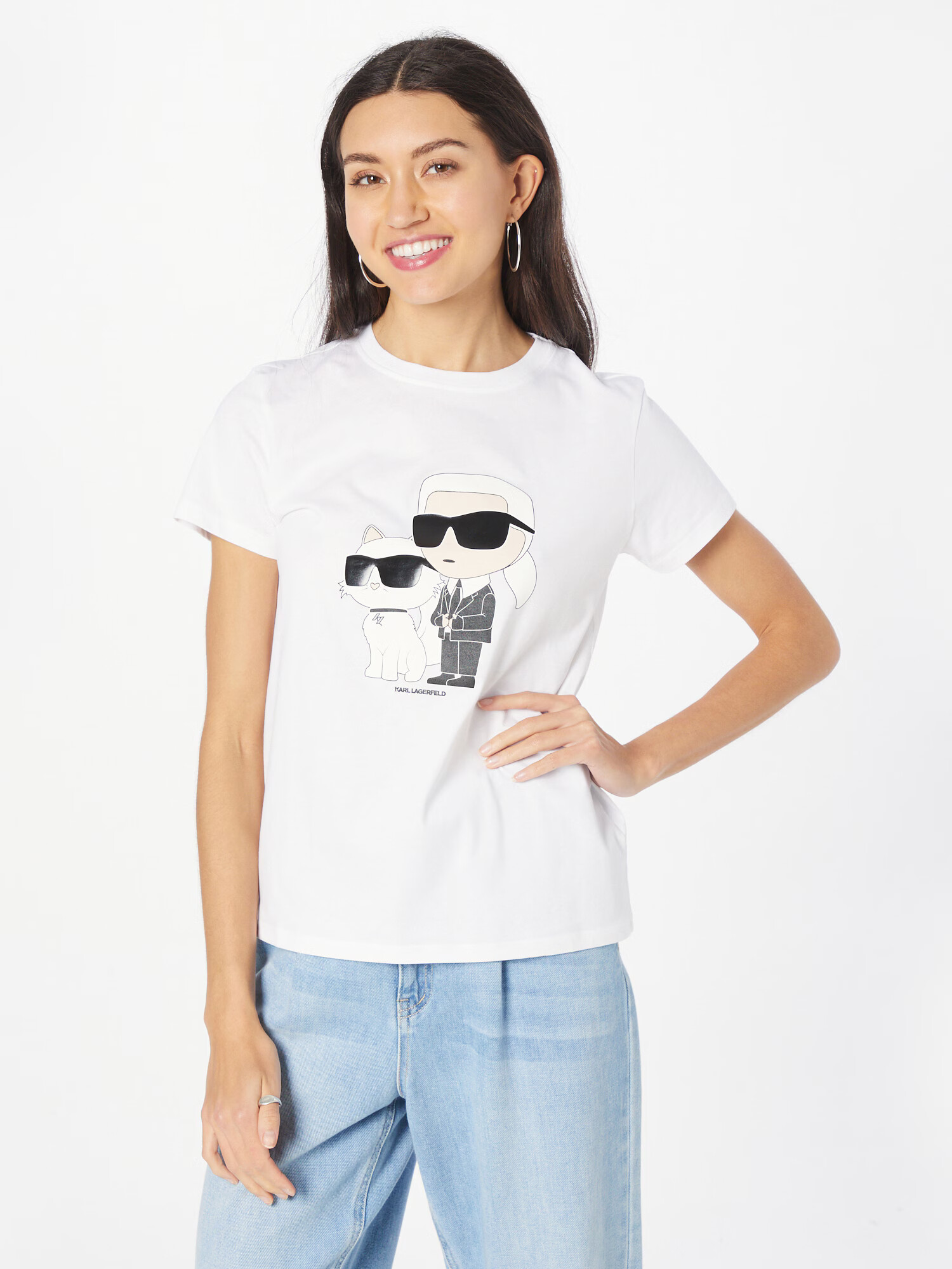 Karl Lagerfeld Tricou 'Ikonik 2.0' crem / negru / alb murdar / alb natural - Pled.ro