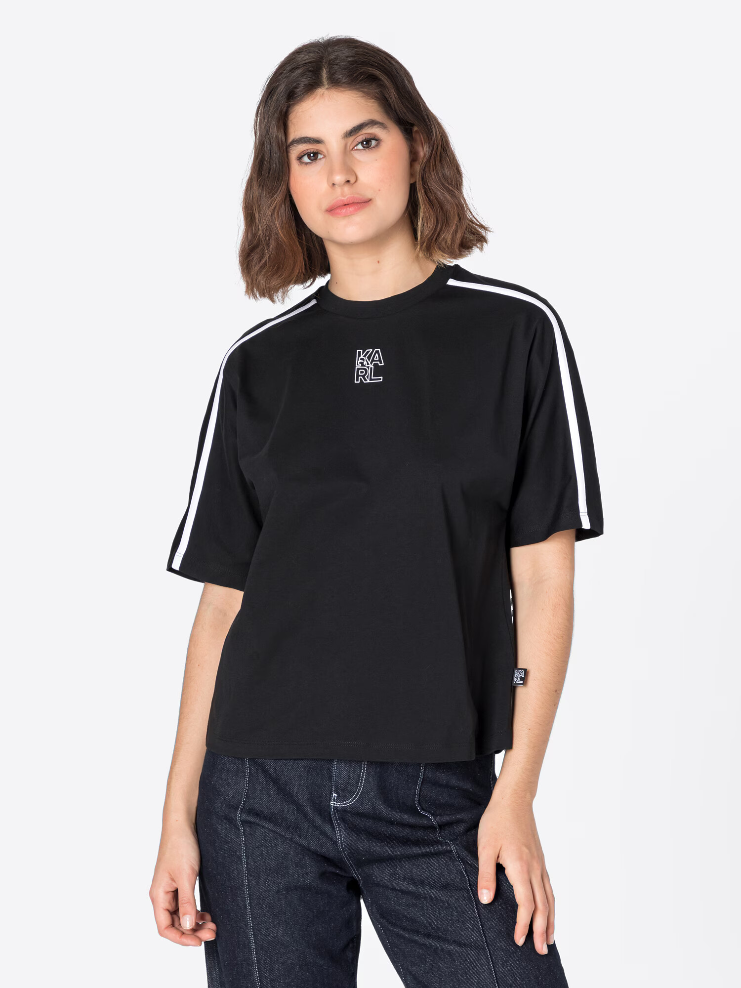 Karl Lagerfeld Tricou negru / alb - Pled.ro