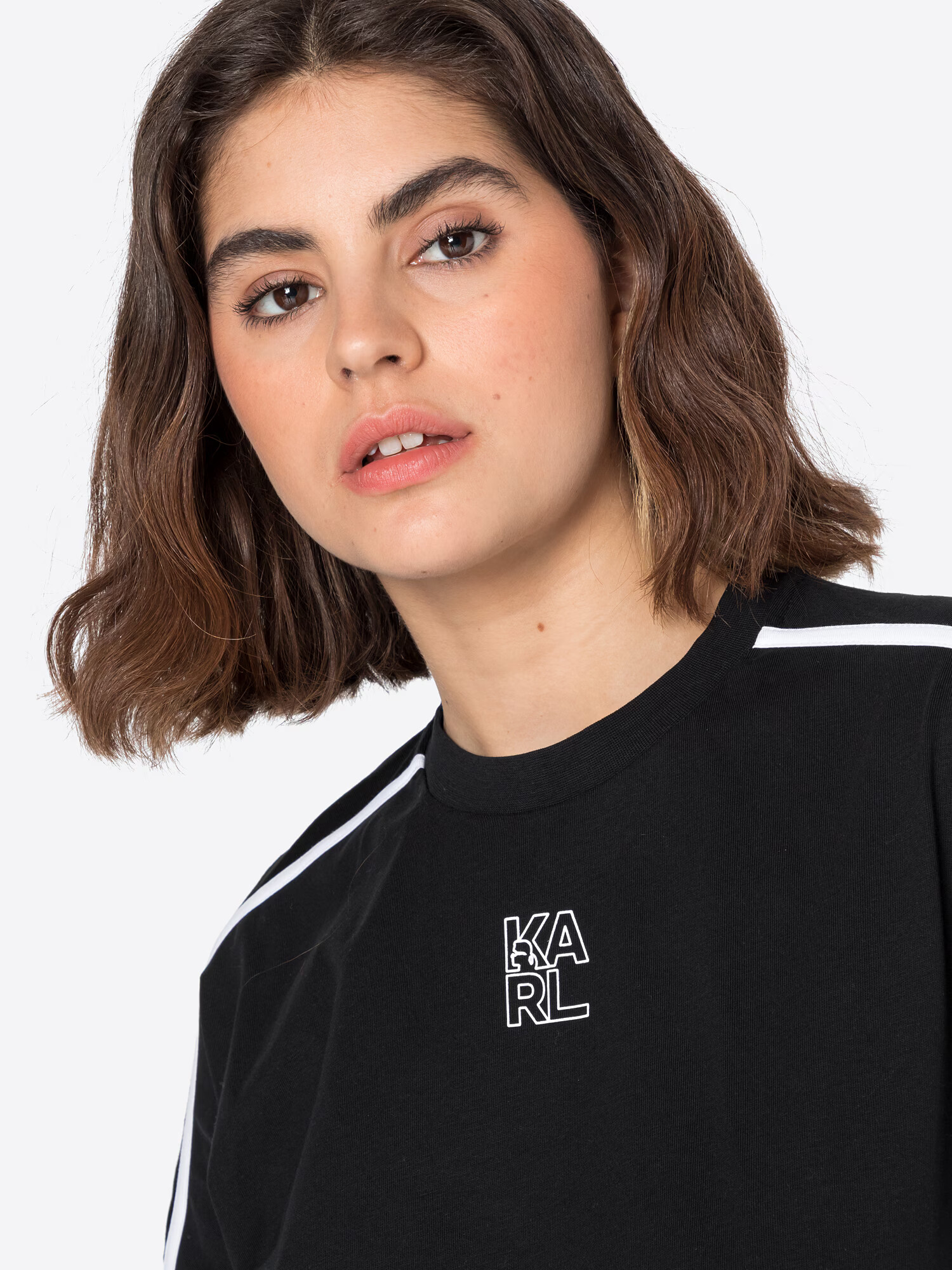 Karl Lagerfeld Tricou negru / alb - Pled.ro