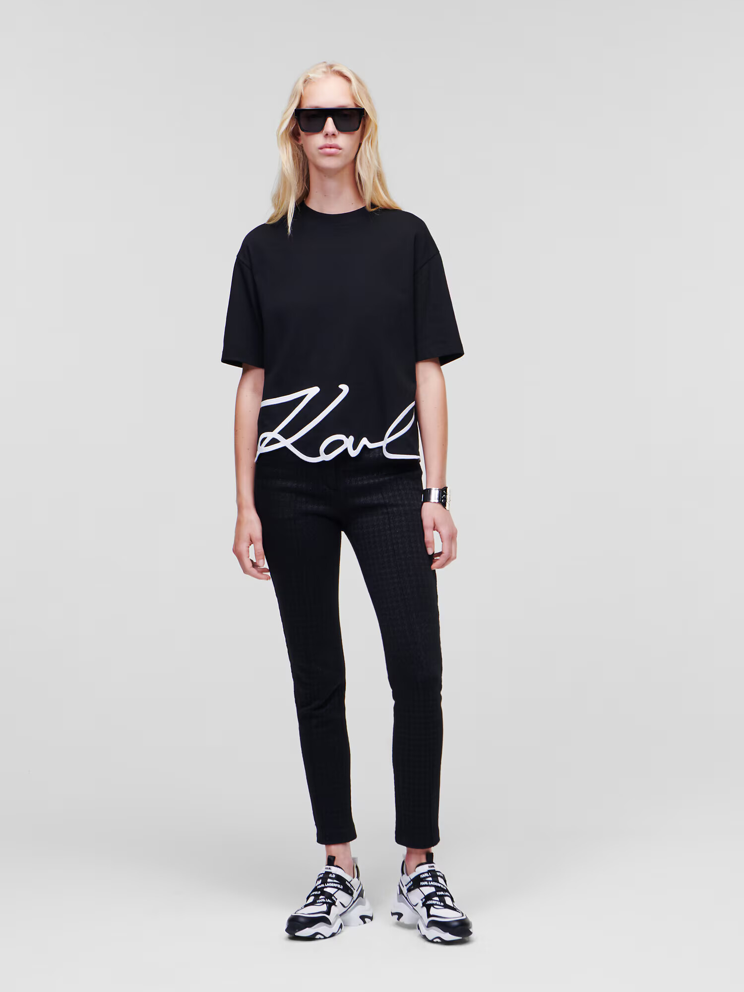 Karl Lagerfeld Tricou negru / alb - Pled.ro