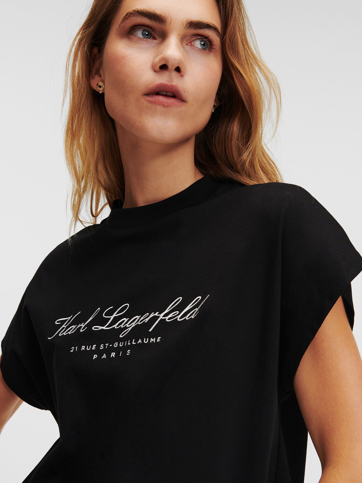 Karl Lagerfeld Tricou negru / alb - Pled.ro