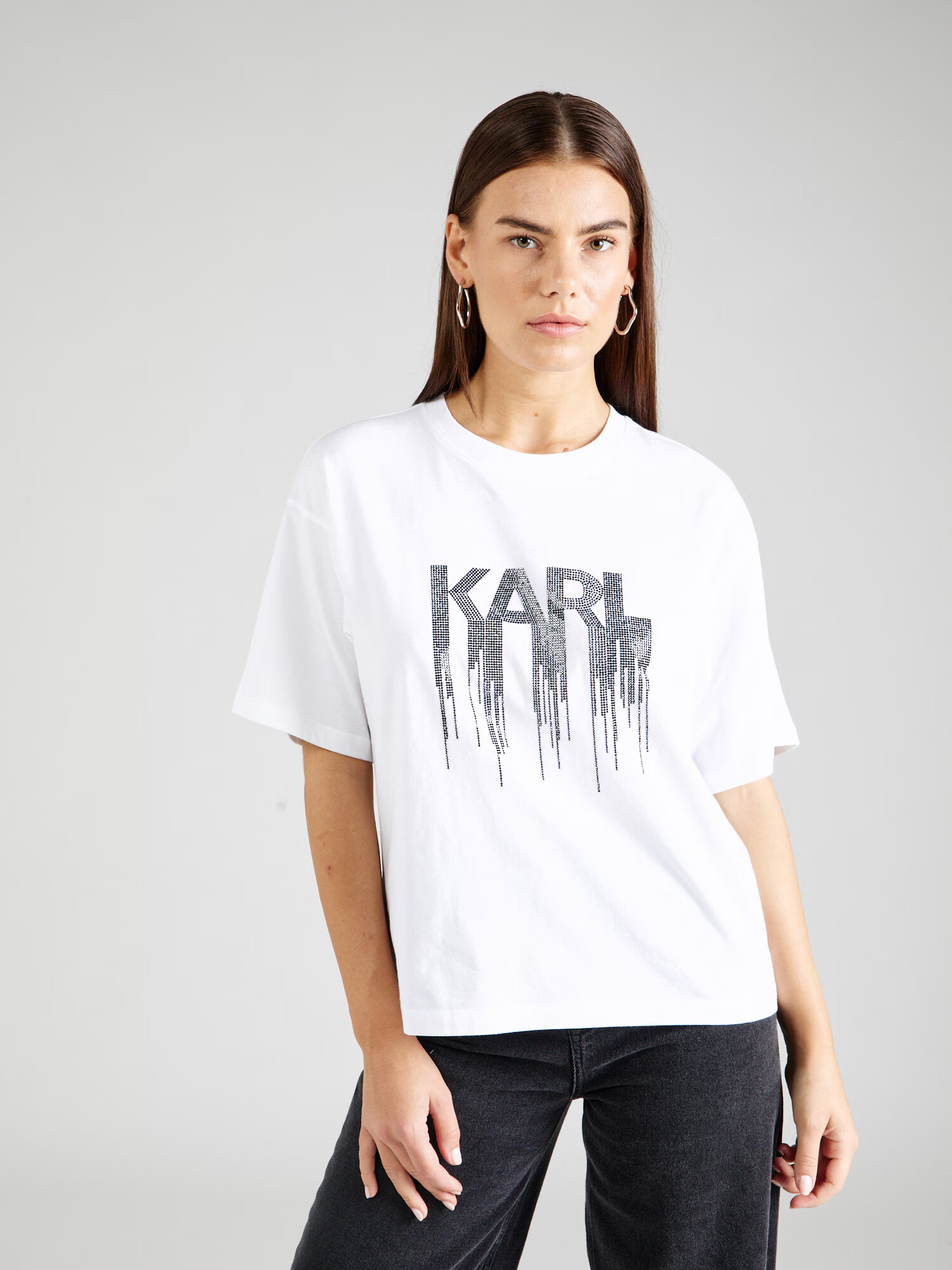 Karl Lagerfeld Tricou negru / alb - Pled.ro