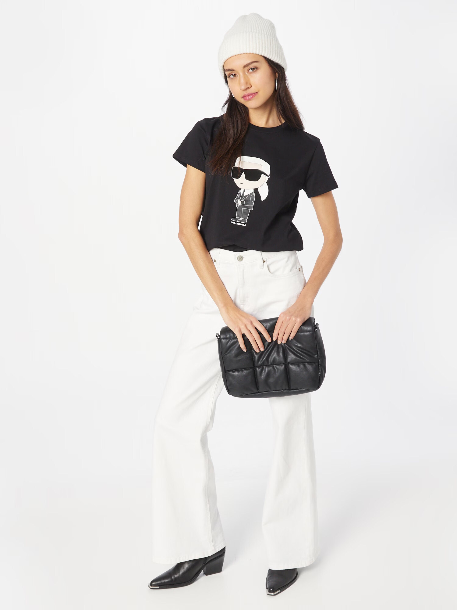 Karl Lagerfeld Tricou 'Ikonik 2.0' negru / alb - Pled.ro