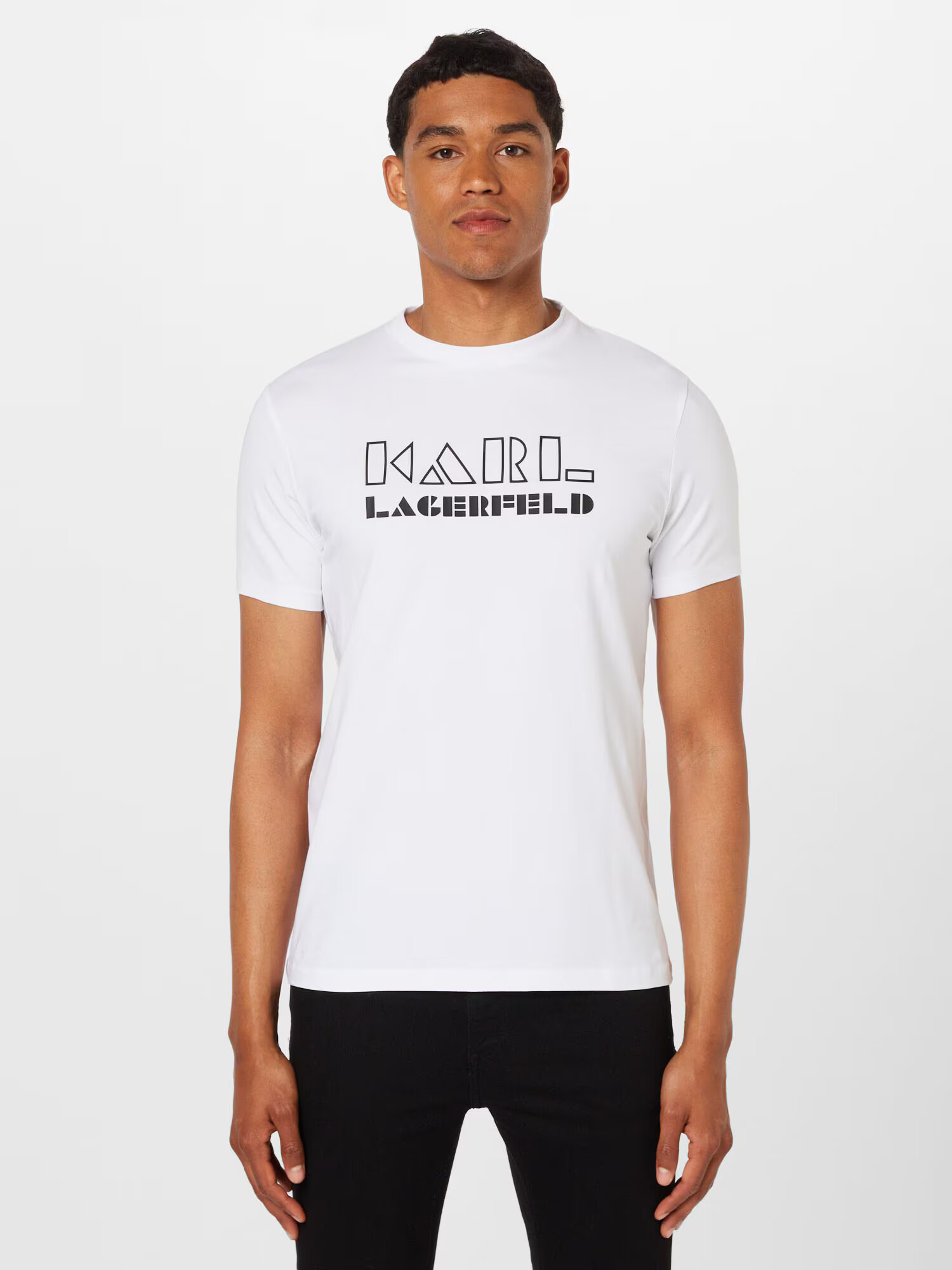 Karl Lagerfeld Tricou negru / alb murdar - Pled.ro