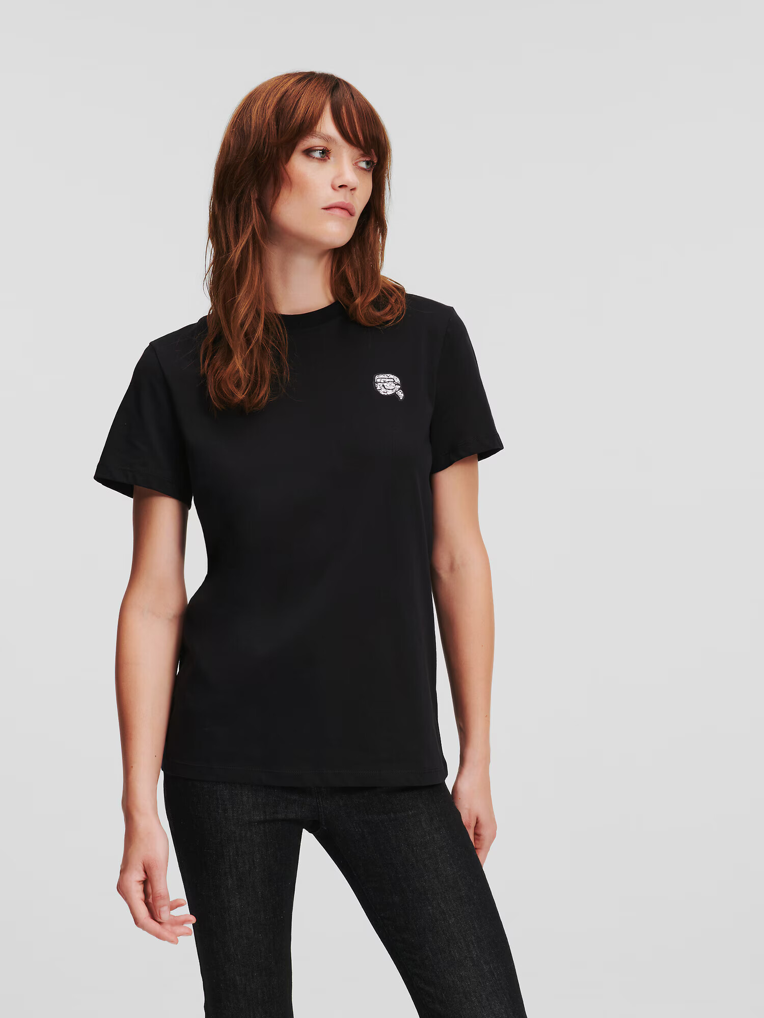 Karl Lagerfeld Tricou negru / argintiu - Pled.ro