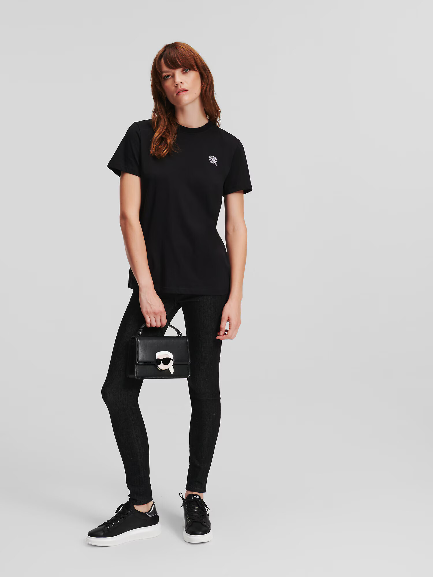 Karl Lagerfeld Tricou negru / argintiu - Pled.ro