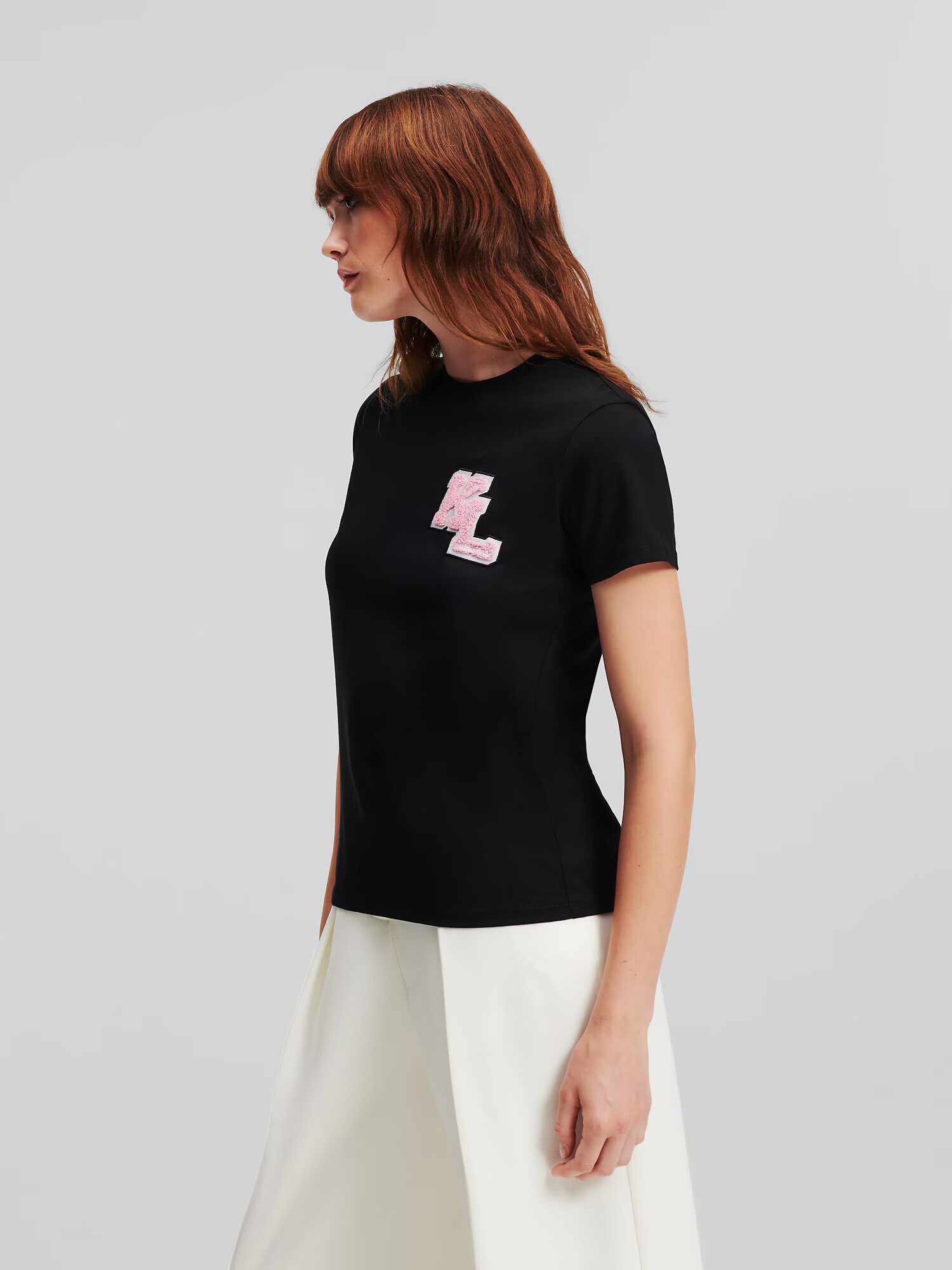 Karl Lagerfeld Tricou roz / negru / alb - Pled.ro