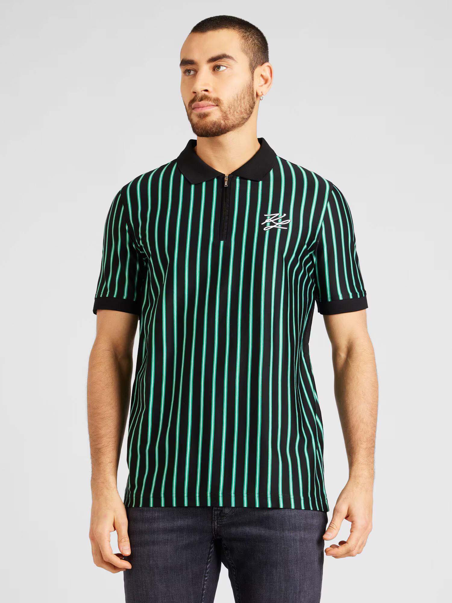 Karl Lagerfeld Tricou verde / negru / alb murdar - Pled.ro