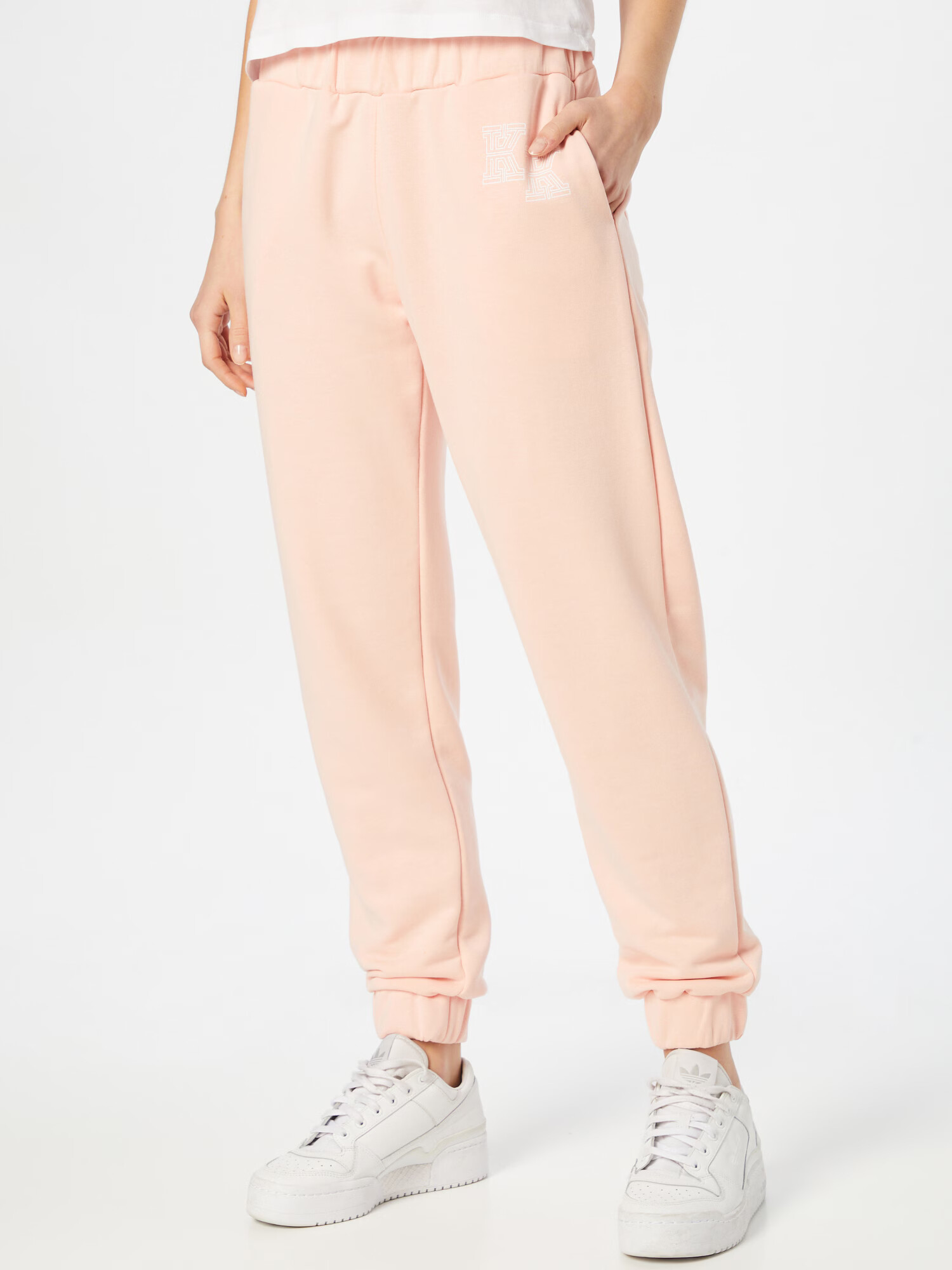 KENDALL + KYLIE Pantaloni roz deschis / alb - Pled.ro