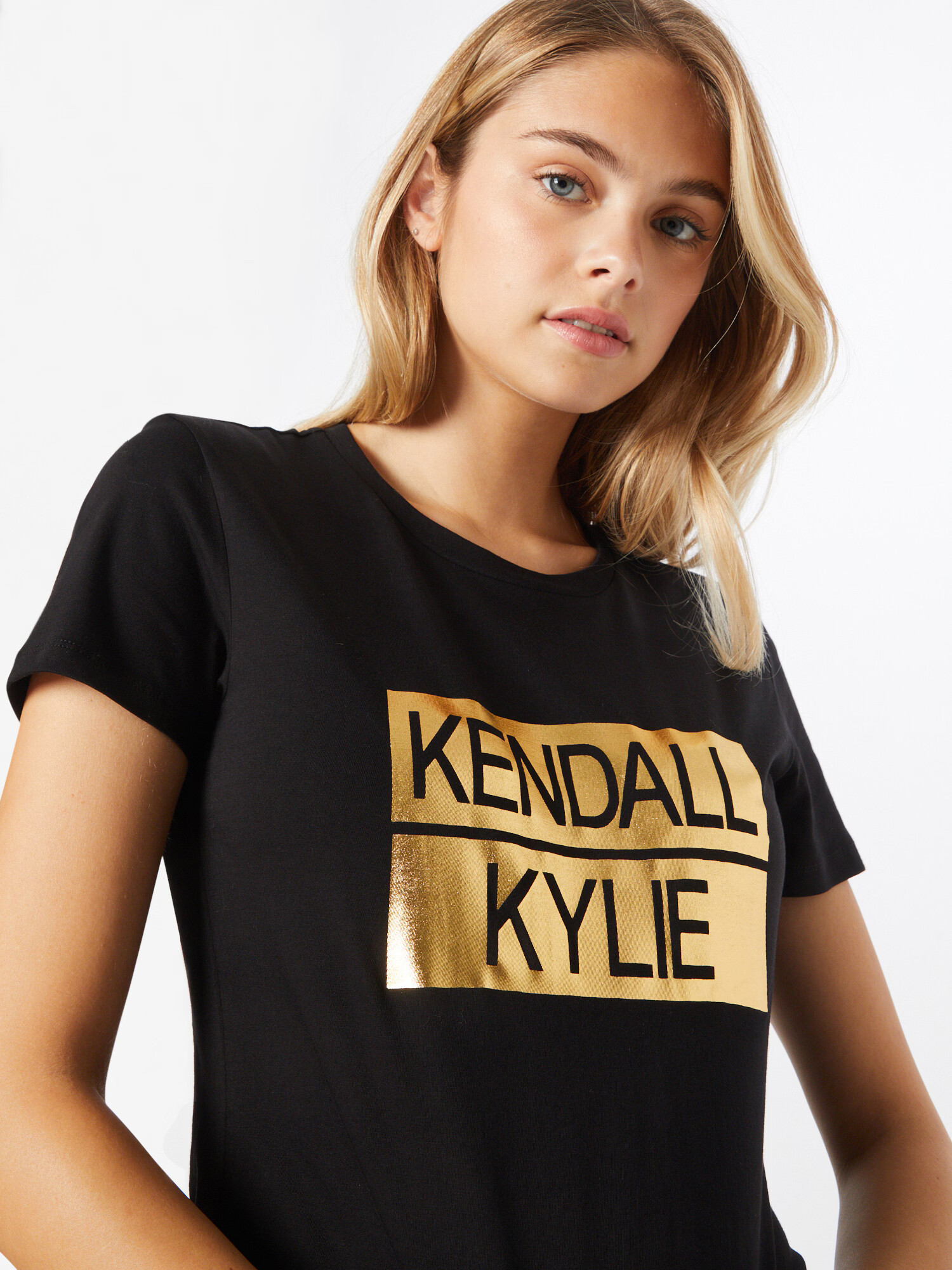 KENDALL + KYLIE Tricou auriu / negru - Pled.ro