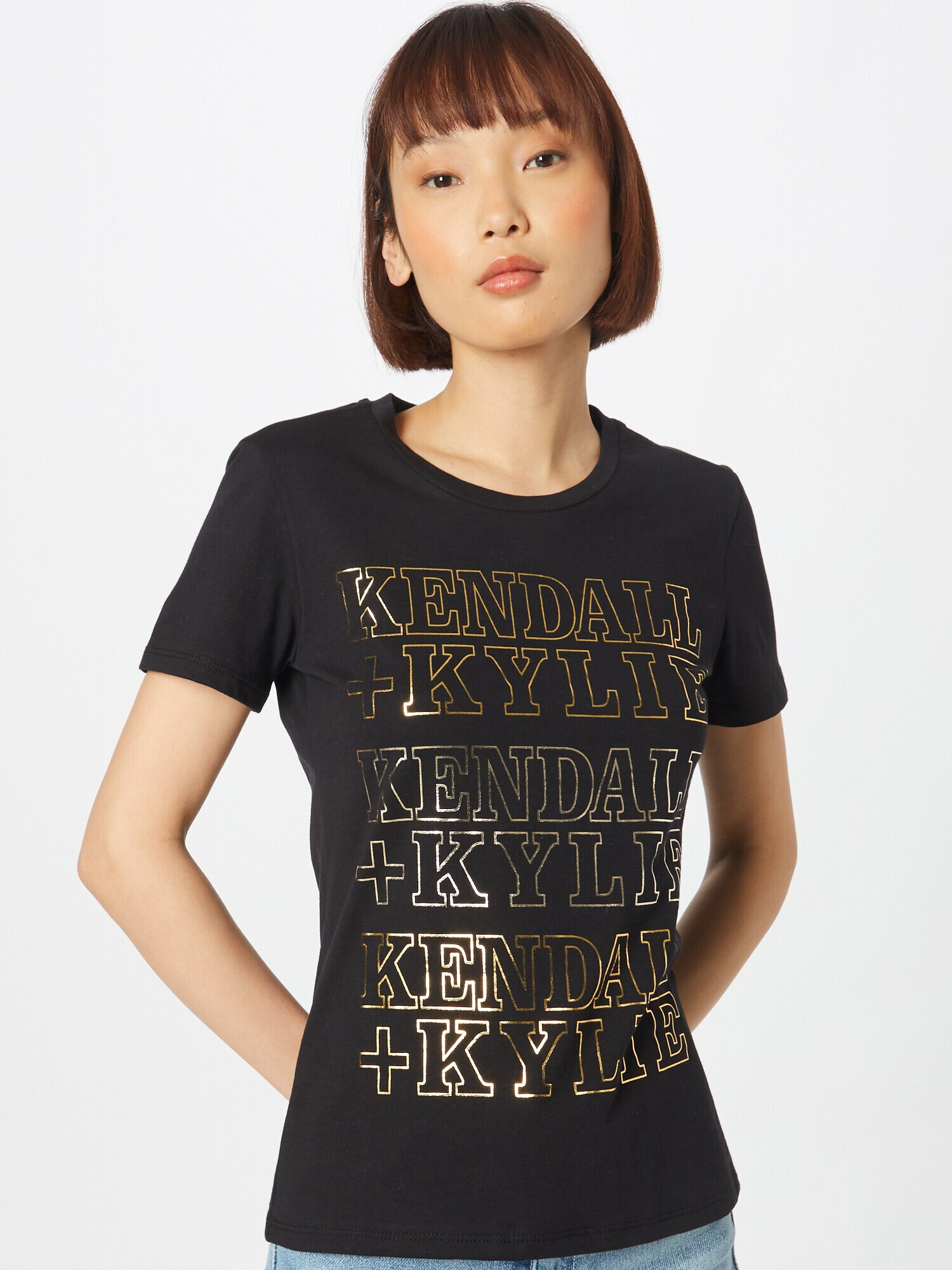 KENDALL + KYLIE Tricou auriu / negru - Pled.ro