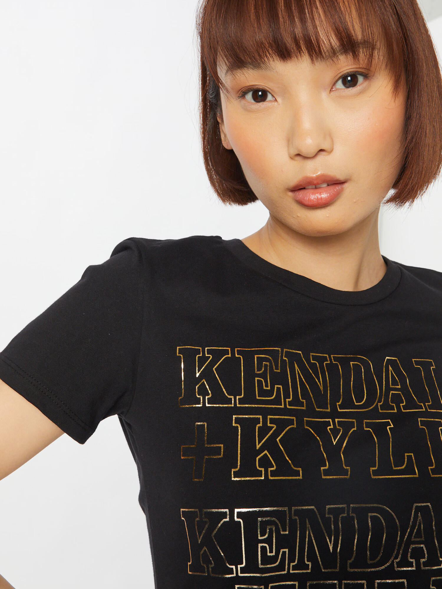 KENDALL + KYLIE Tricou auriu / negru - Pled.ro