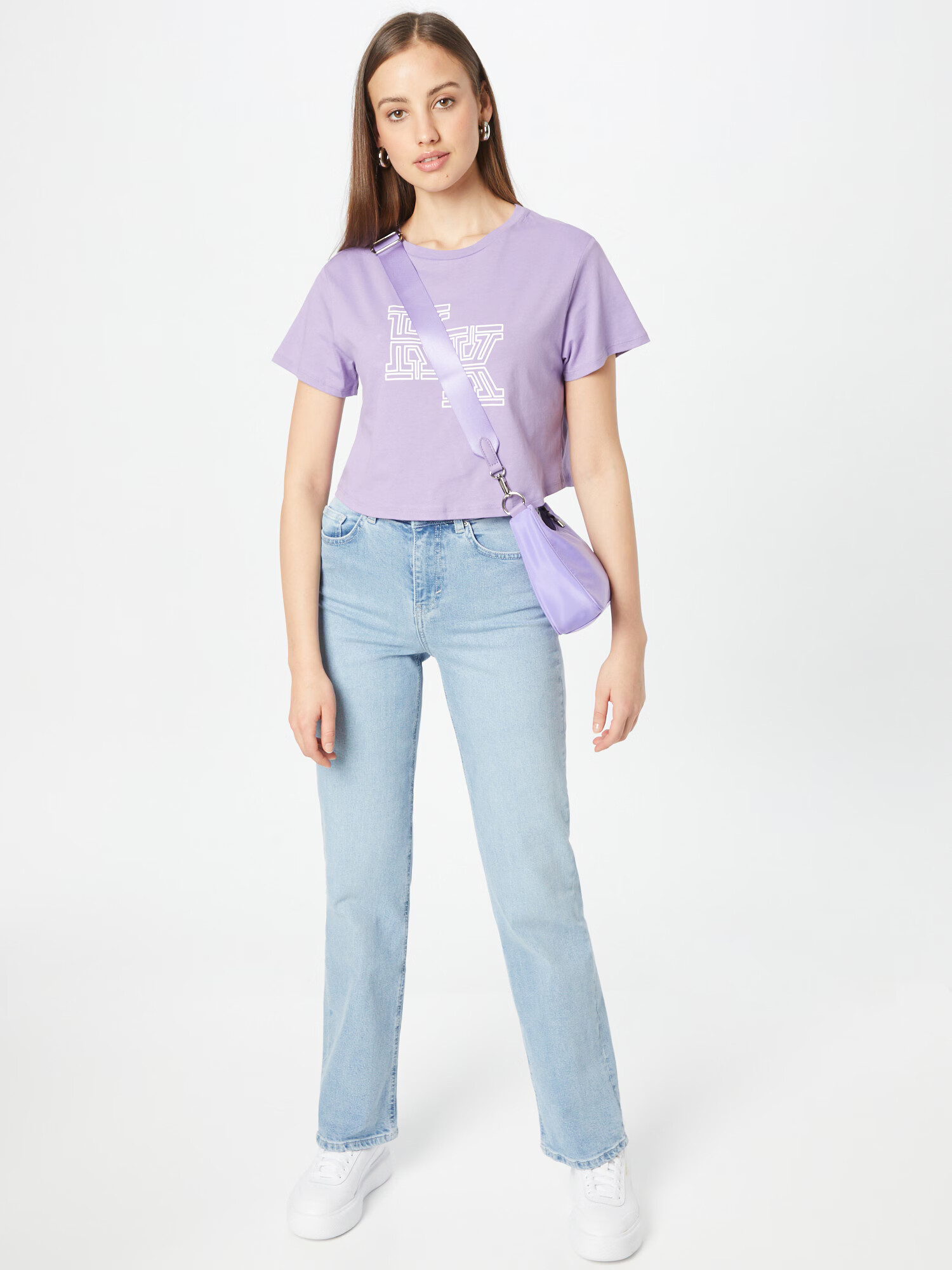 KENDALL + KYLIE Tricou lila / alb - Pled.ro