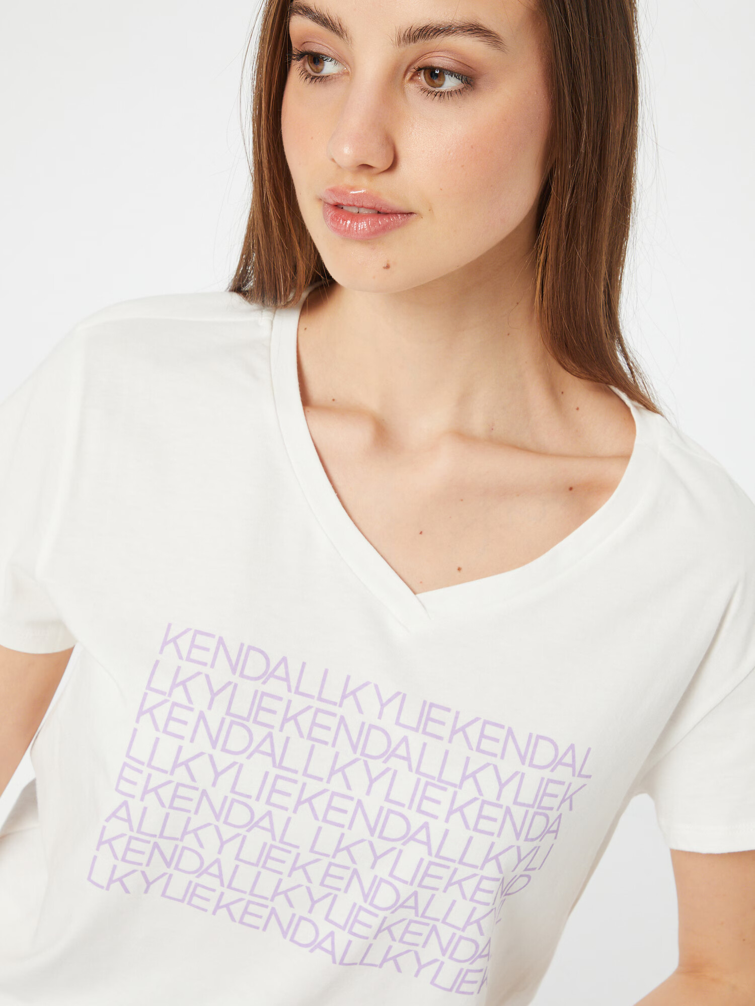 KENDALL + KYLIE Tricou lila / alb - Pled.ro