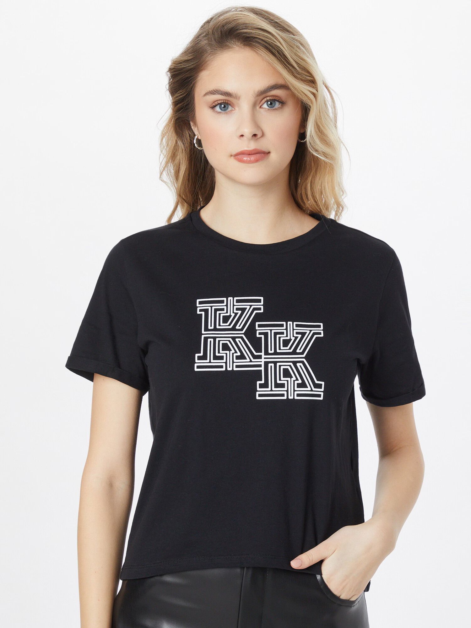 KENDALL + KYLIE Tricou negru / alb - Pled.ro