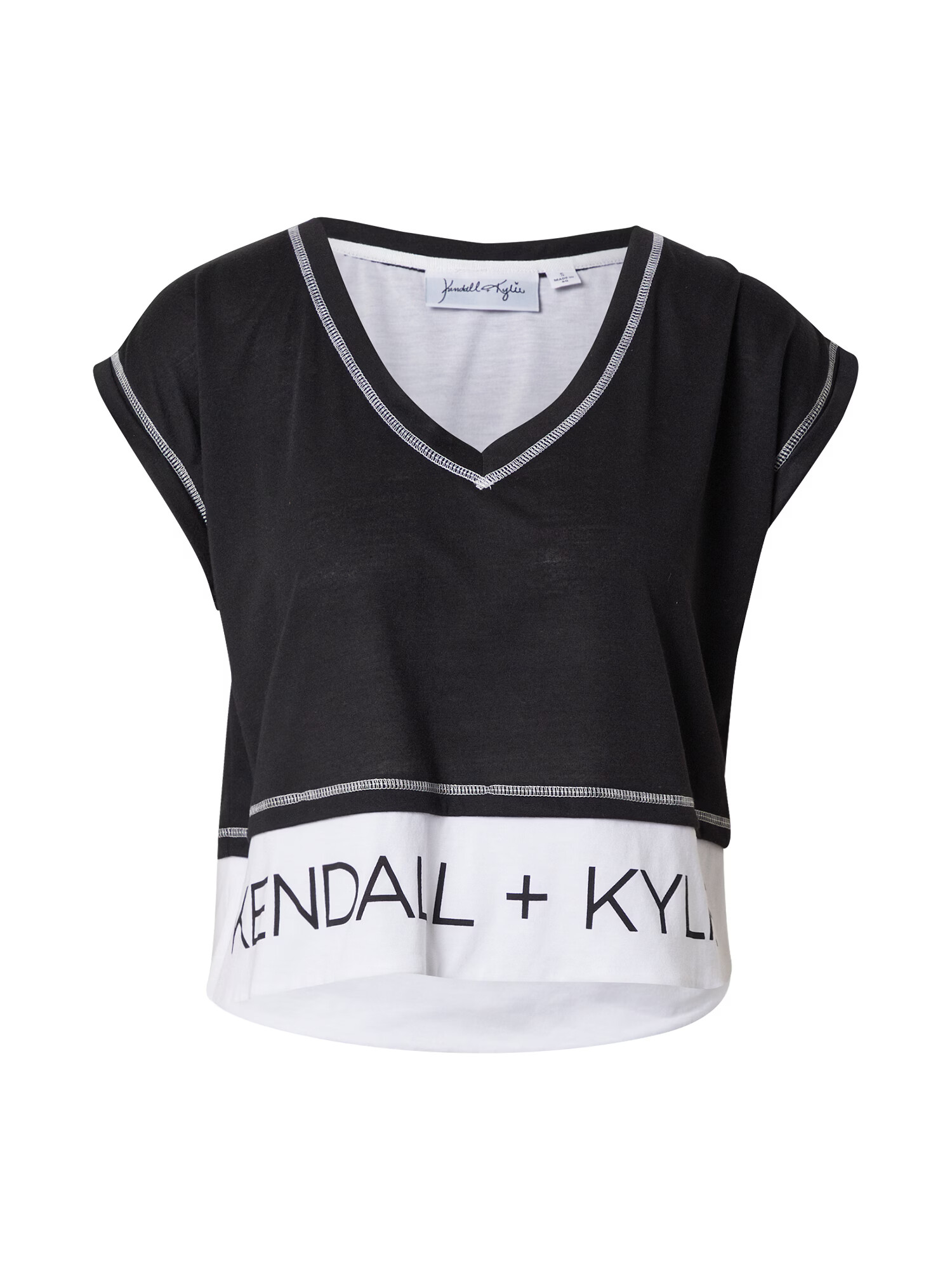 KENDALL + KYLIE Tricou negru / alb - Pled.ro