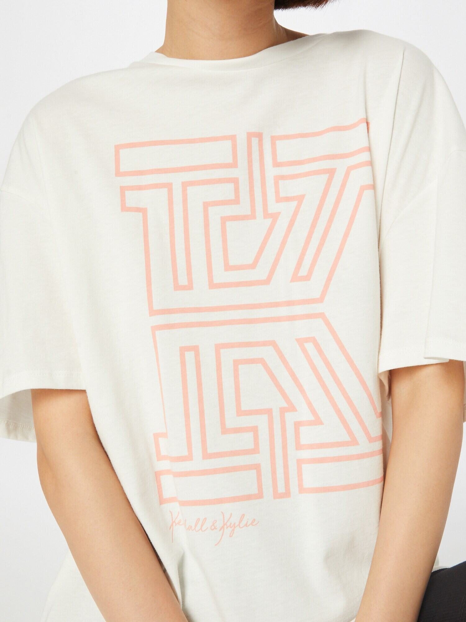 KENDALL + KYLIE Tricou portocaliu deschis / alb murdar - Pled.ro