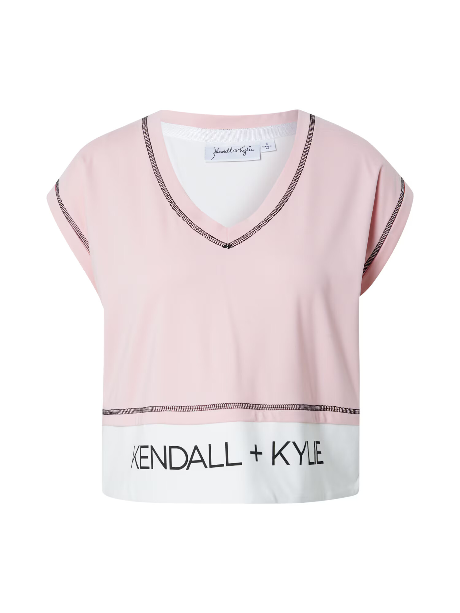 KENDALL + KYLIE Tricou roz deschis / negru / alb - Pled.ro