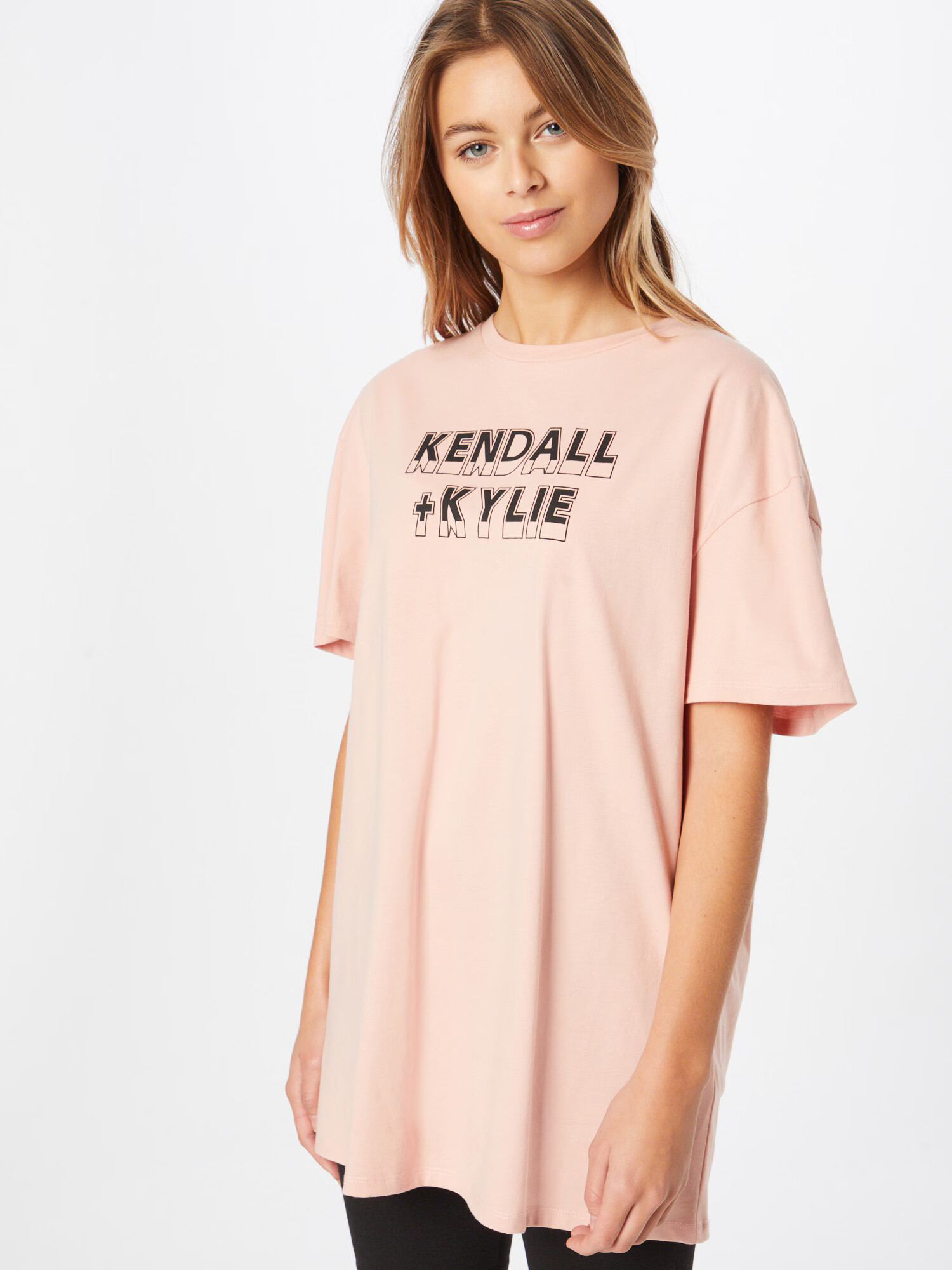 KENDALL + KYLIE Tricou roz / negru - Pled.ro