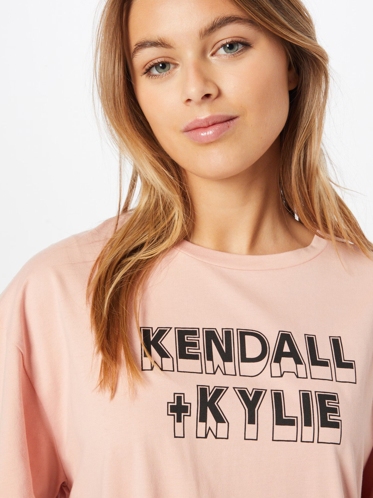 KENDALL + KYLIE Tricou roz / negru - Pled.ro