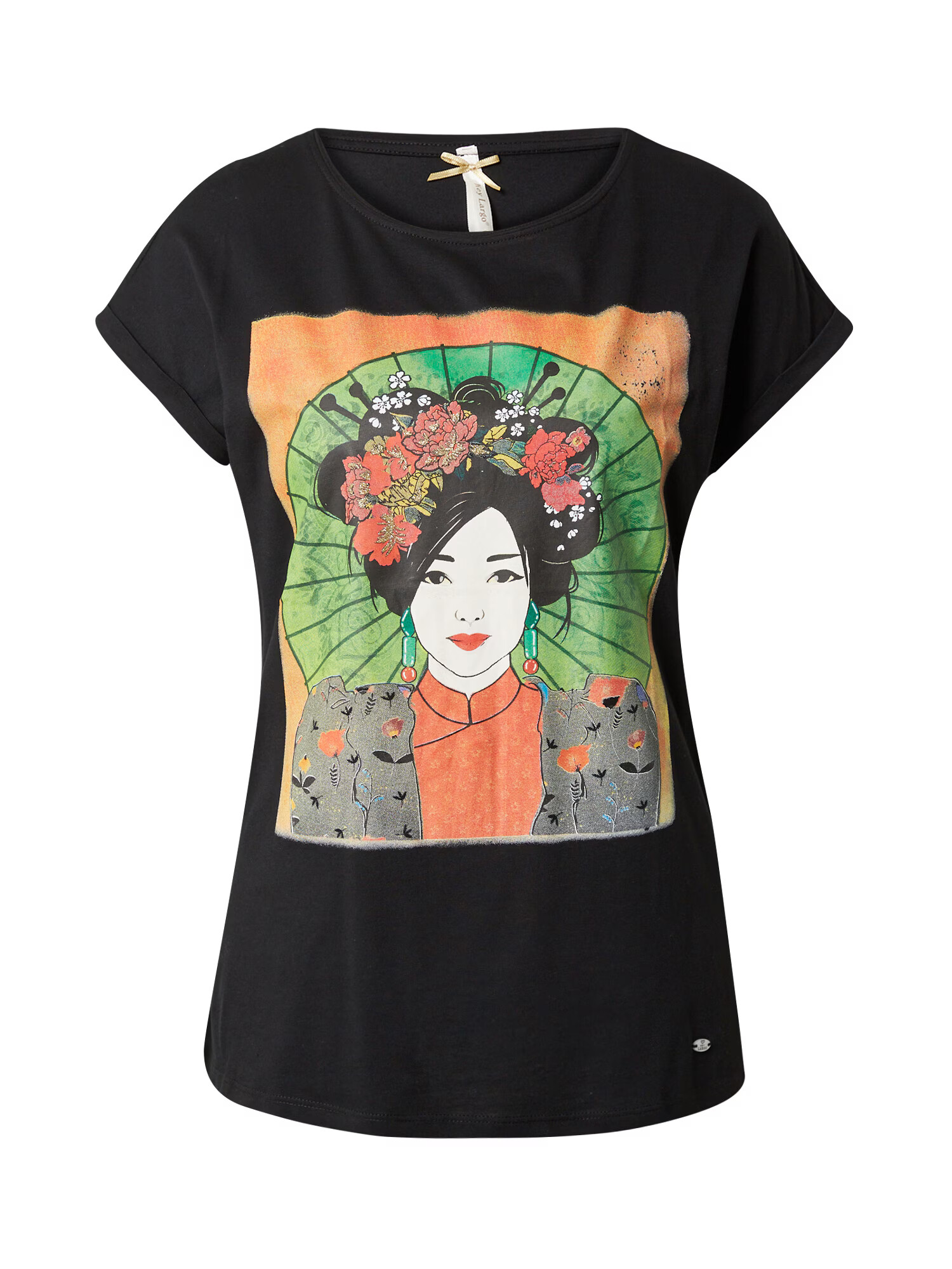 Key Largo Tricou 'GEISHA' verde deschis / roșu orange / negru / alb natural - Pled.ro