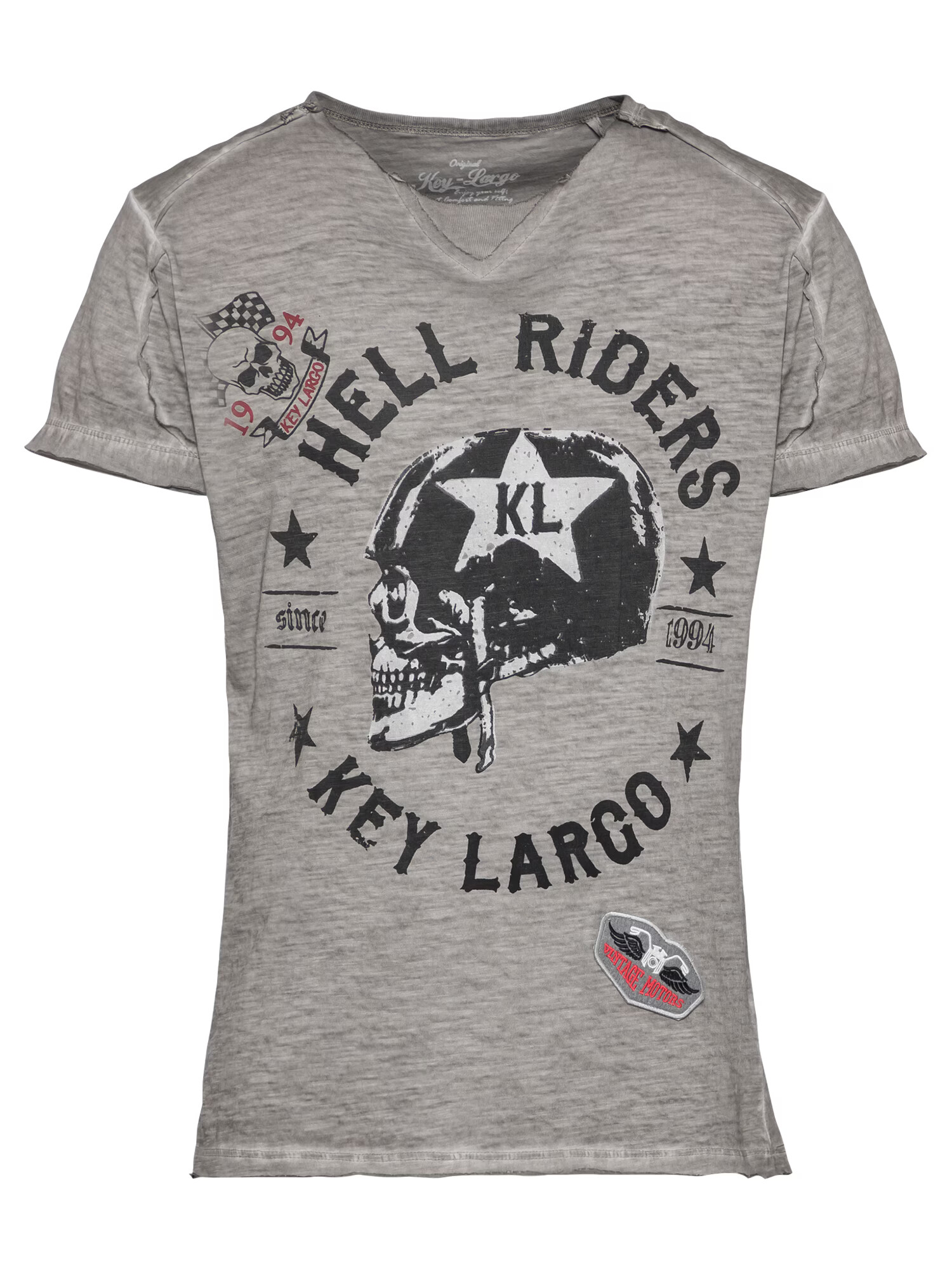 Key Largo Tricou 'HELL RIDERS' grej / negru - Pled.ro