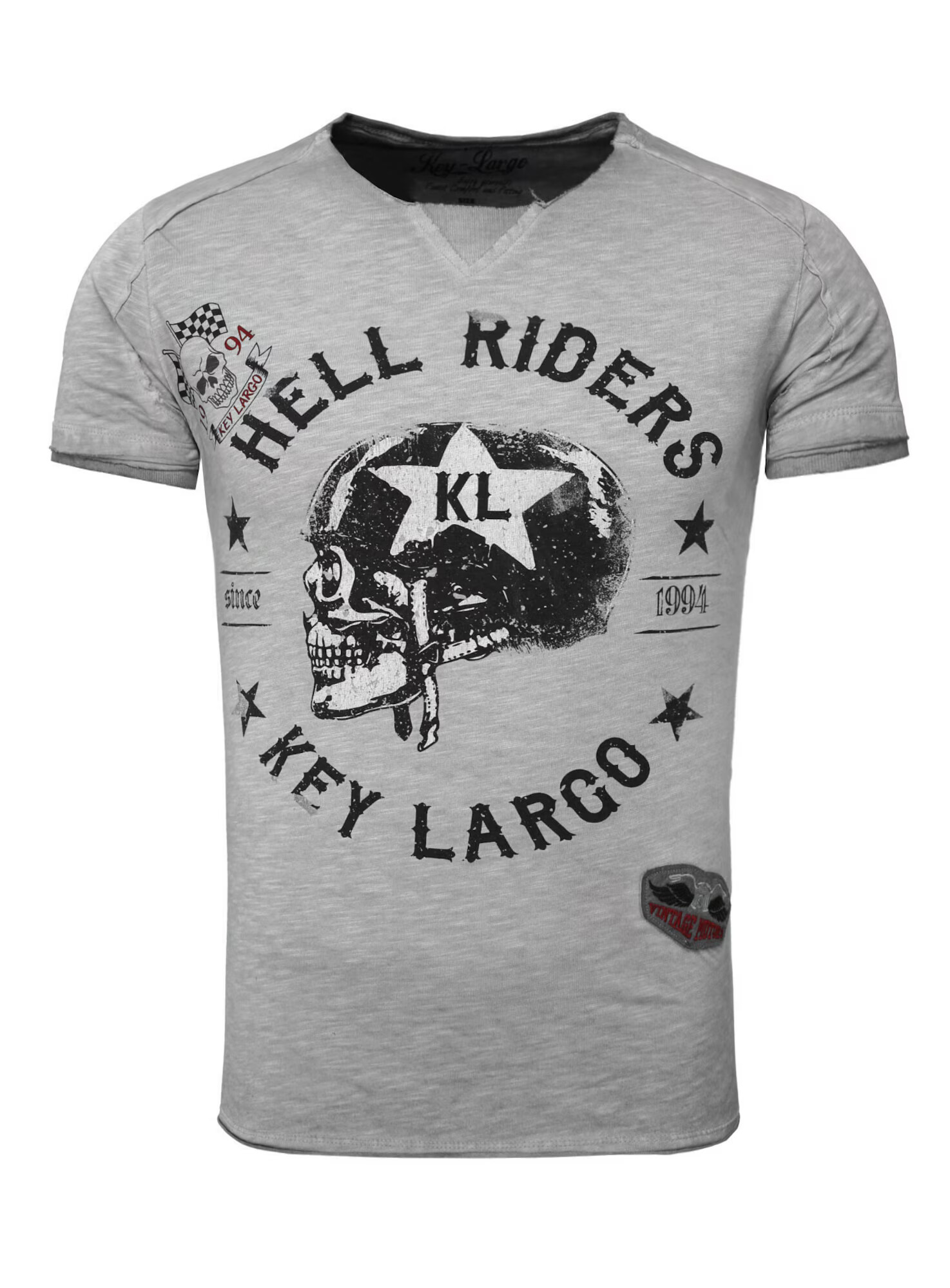 Key Largo Tricou 'HELL RIDERS' grej / negru - Pled.ro