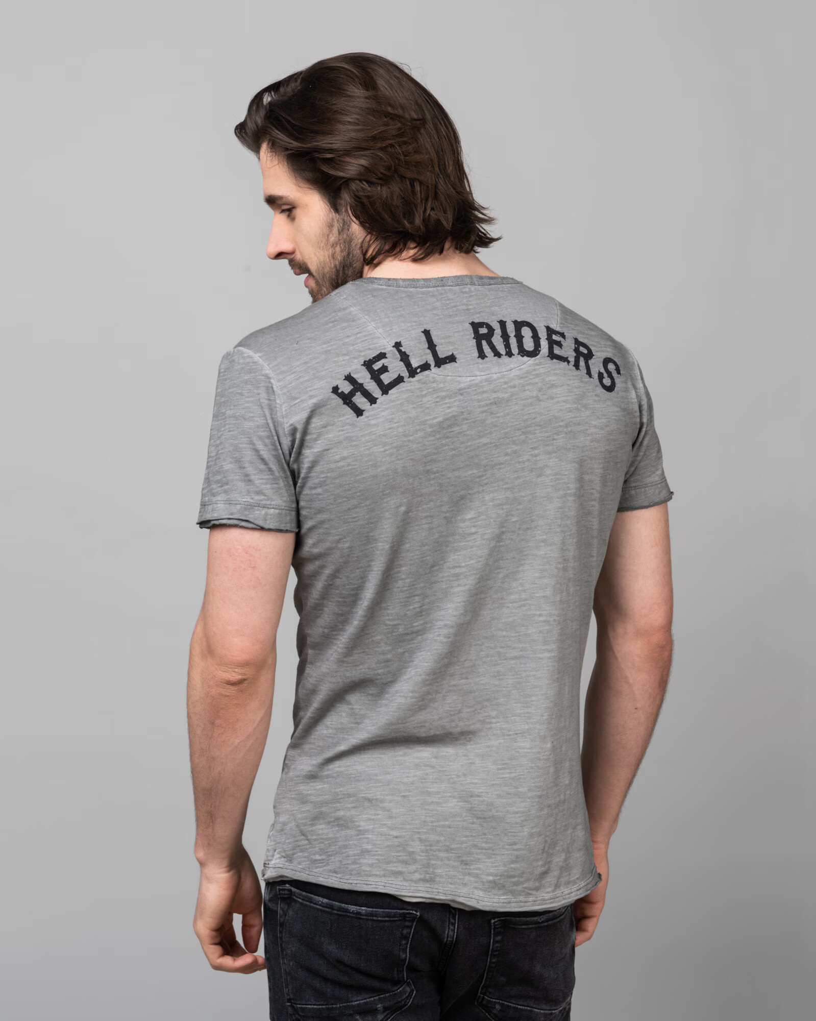 Key Largo Tricou 'HELL RIDERS' grej / negru - Pled.ro