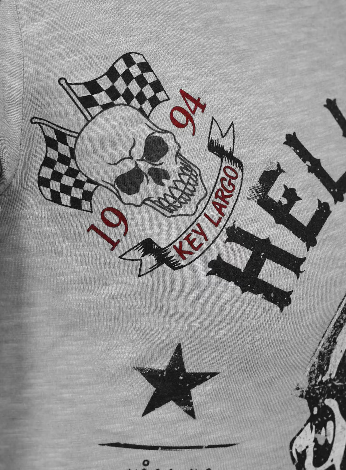 Key Largo Tricou 'HELL RIDERS' grej / negru - Pled.ro