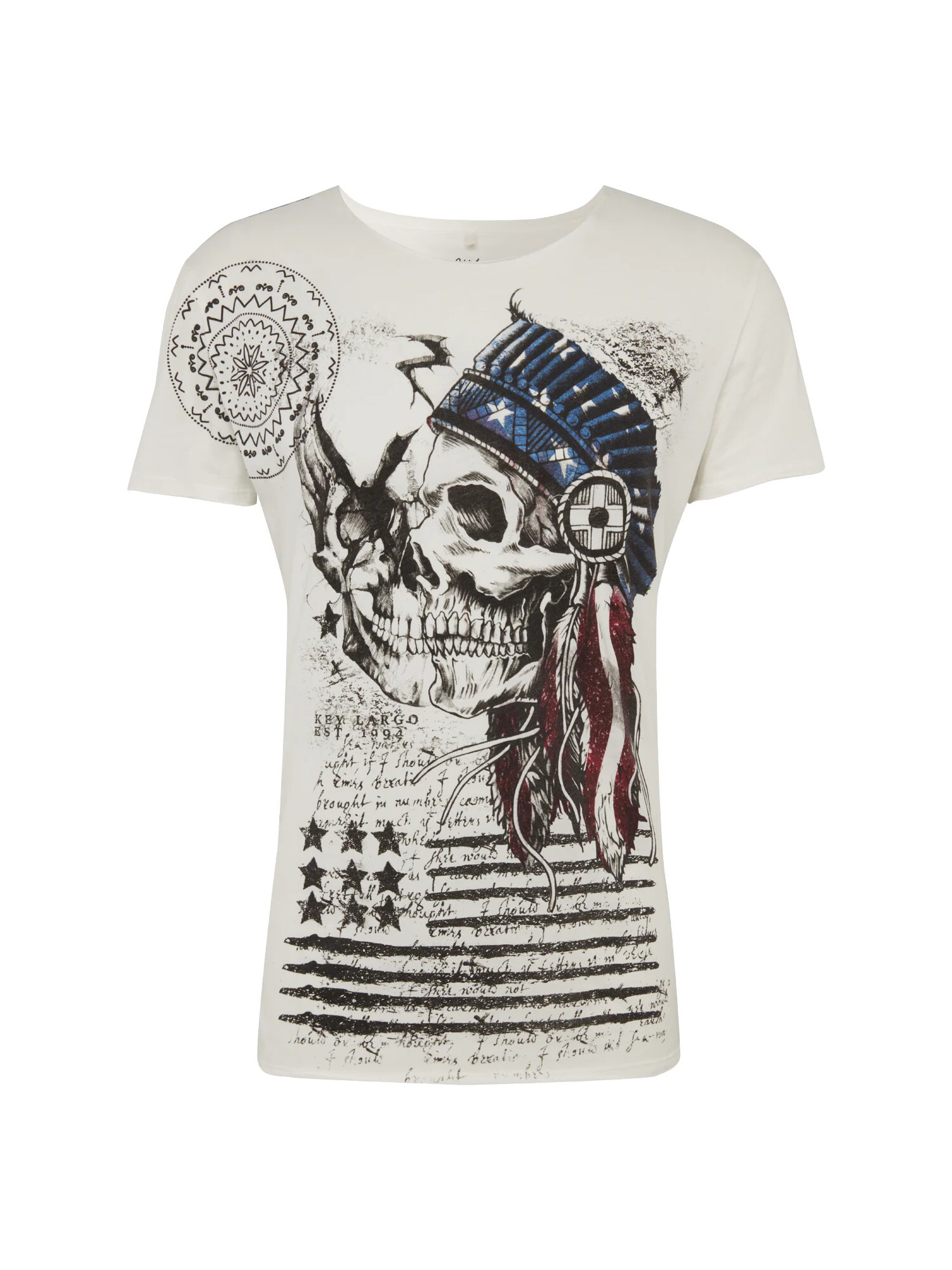 Key Largo Tricou 'Indian Skull' alb - Pled.ro