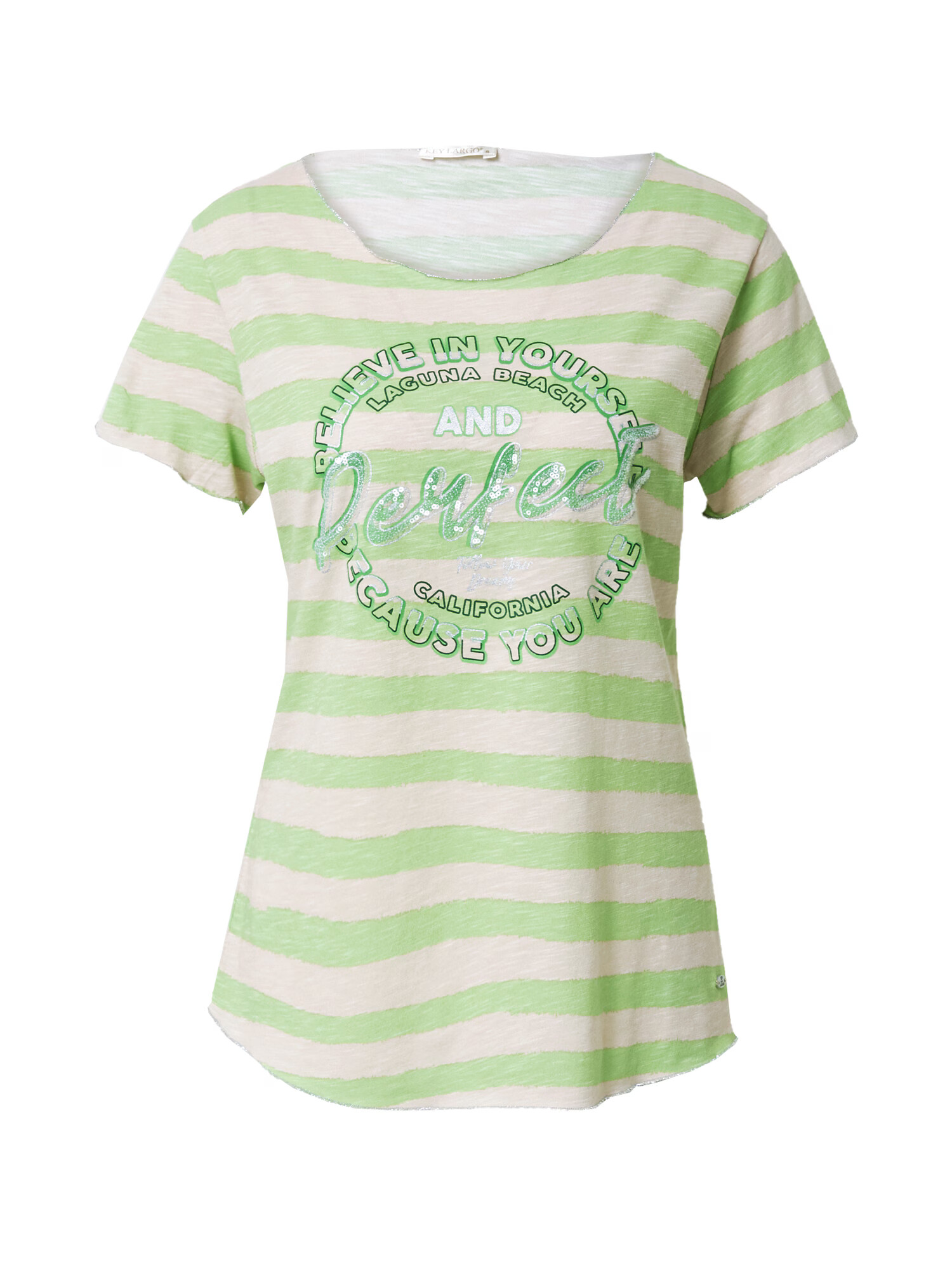 Key Largo Tricou 'LAGUNA' bej / verde kiwi / verde închis / argintiu - Pled.ro