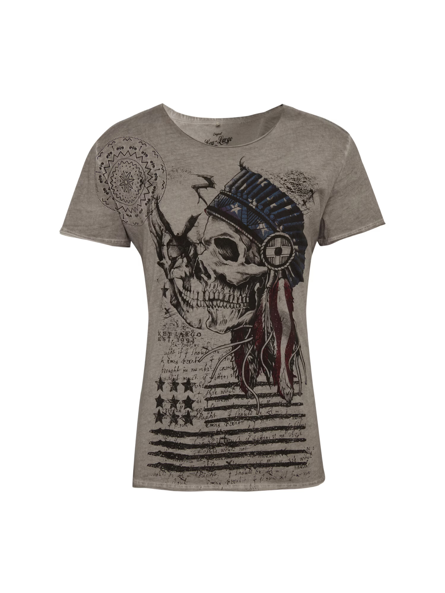 Key Largo Tricou 'MT INDIAN SKULL round' gri argintiu - Pled.ro