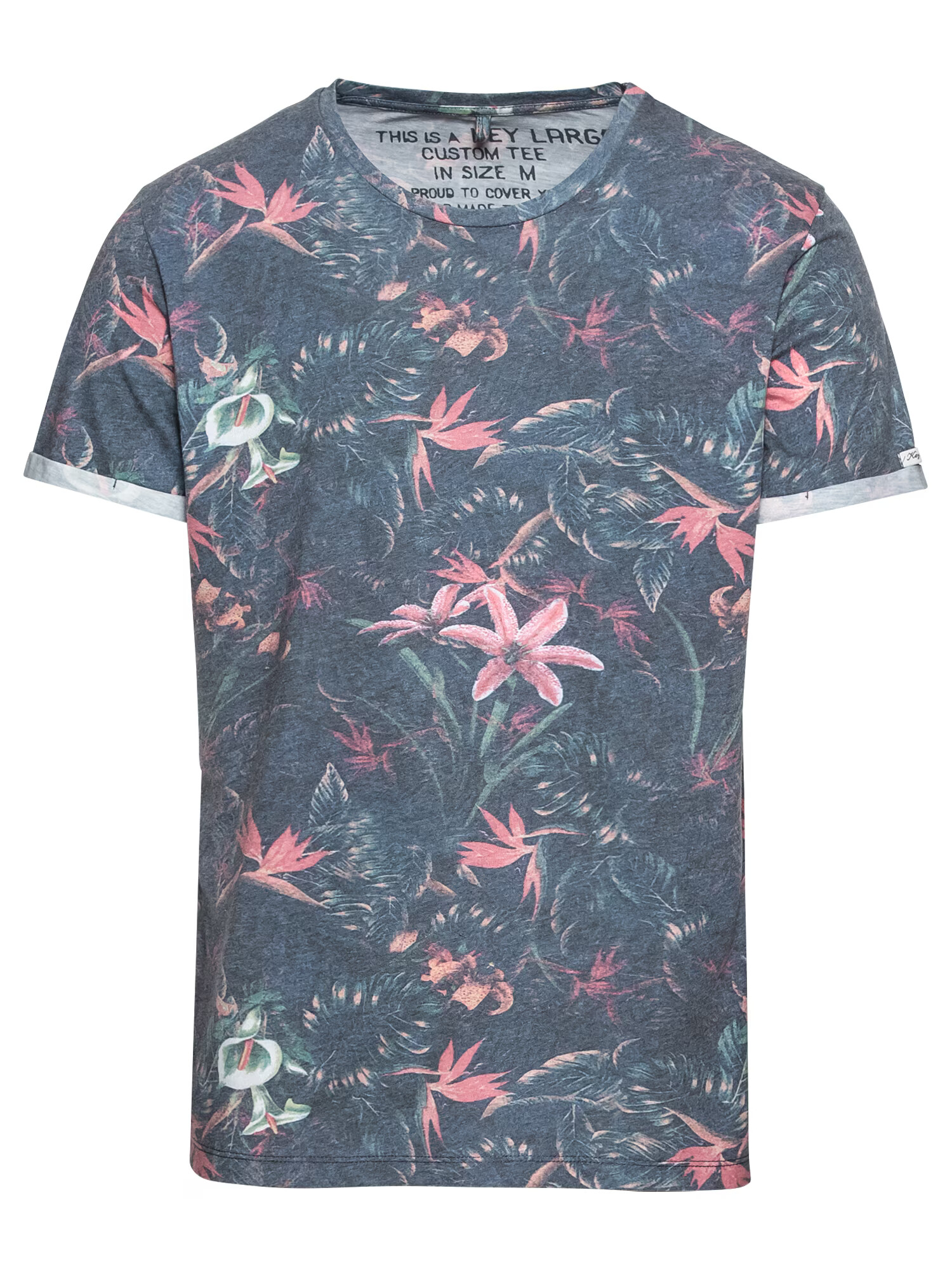 Key Largo Tricou 'MT JUNGLE round' albastru fumuriu / roz - Pled.ro