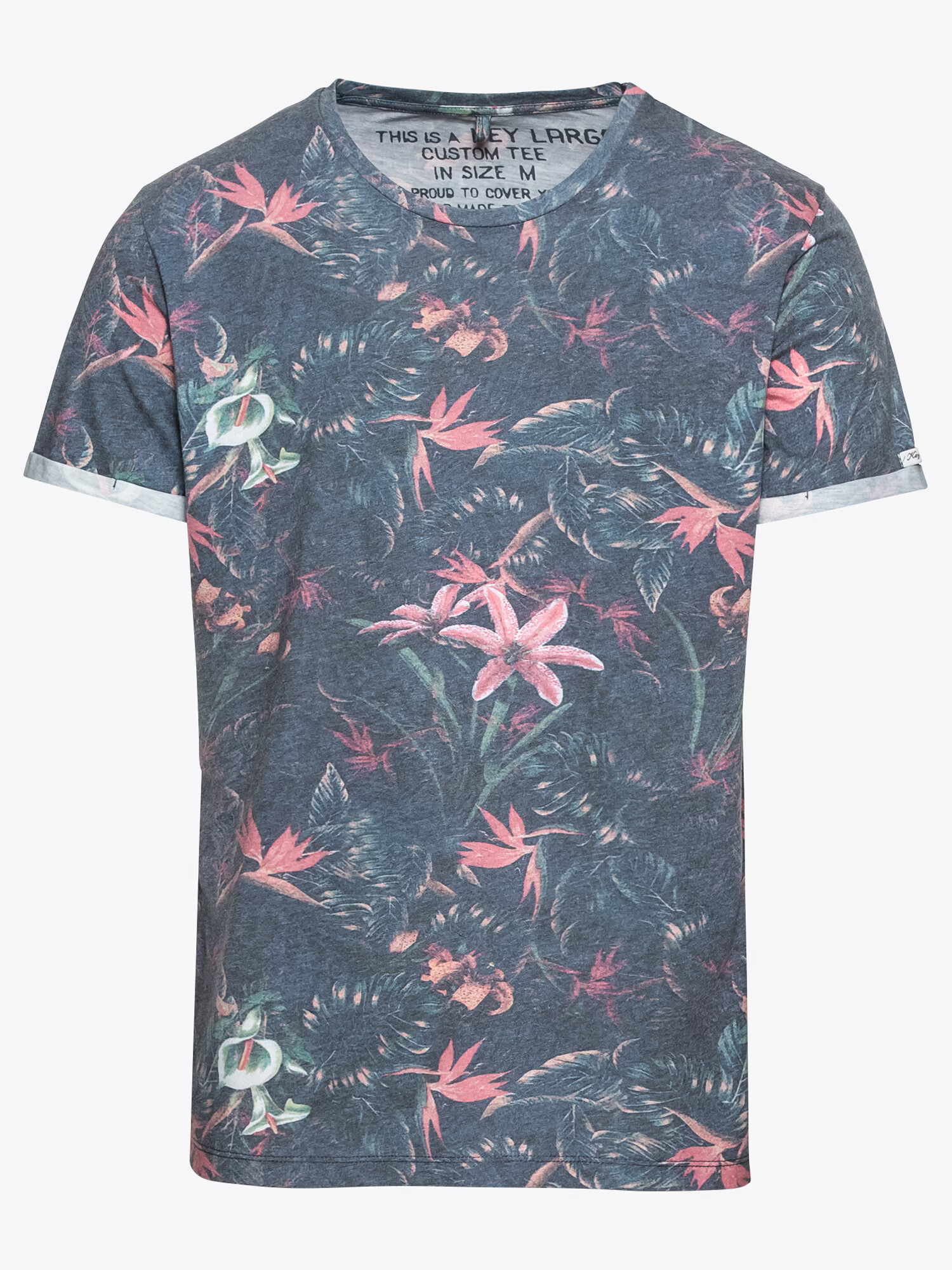 Key Largo Tricou 'MT JUNGLE round' albastru fumuriu / roz - Pled.ro