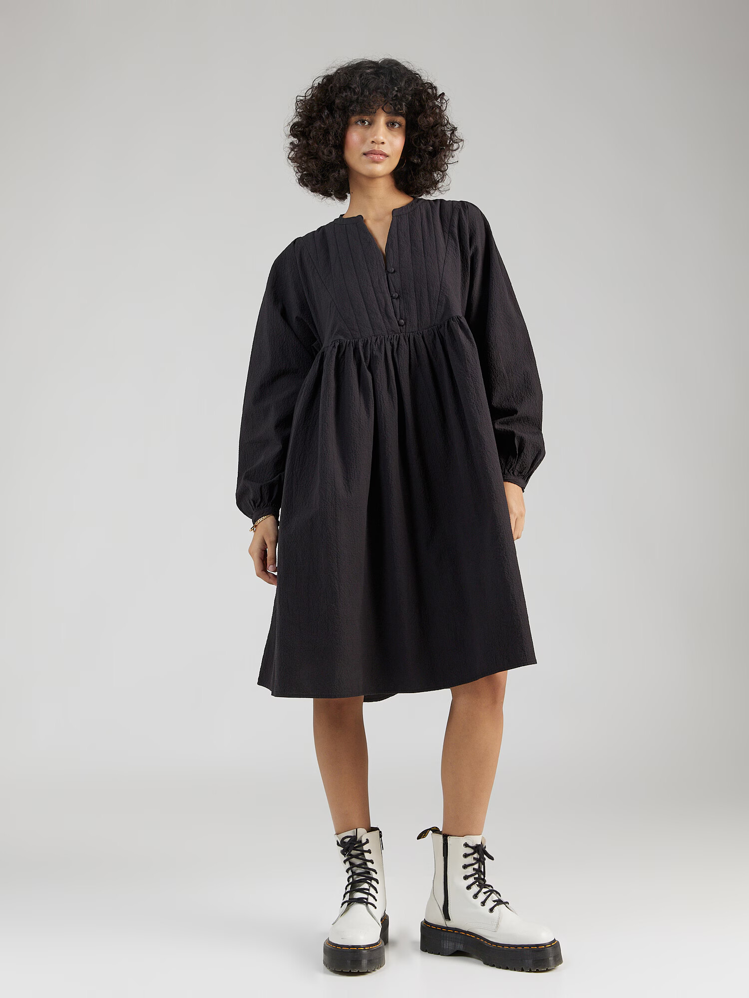 KnowledgeCotton Apparel Rochie 'GO' negru - Pled.ro