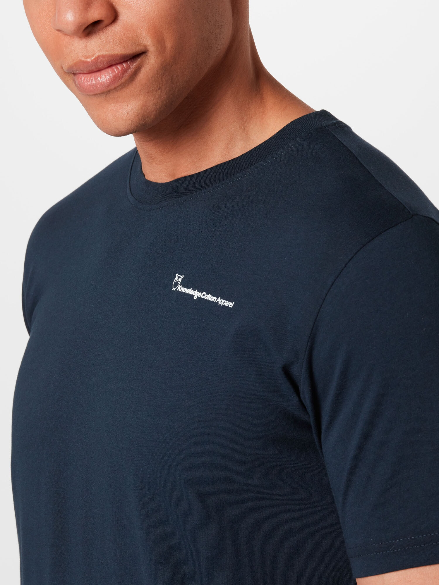 KnowledgeCotton Apparel Tricou 'ALDER' albastru deschis / portocaliu / negru / alb - Pled.ro