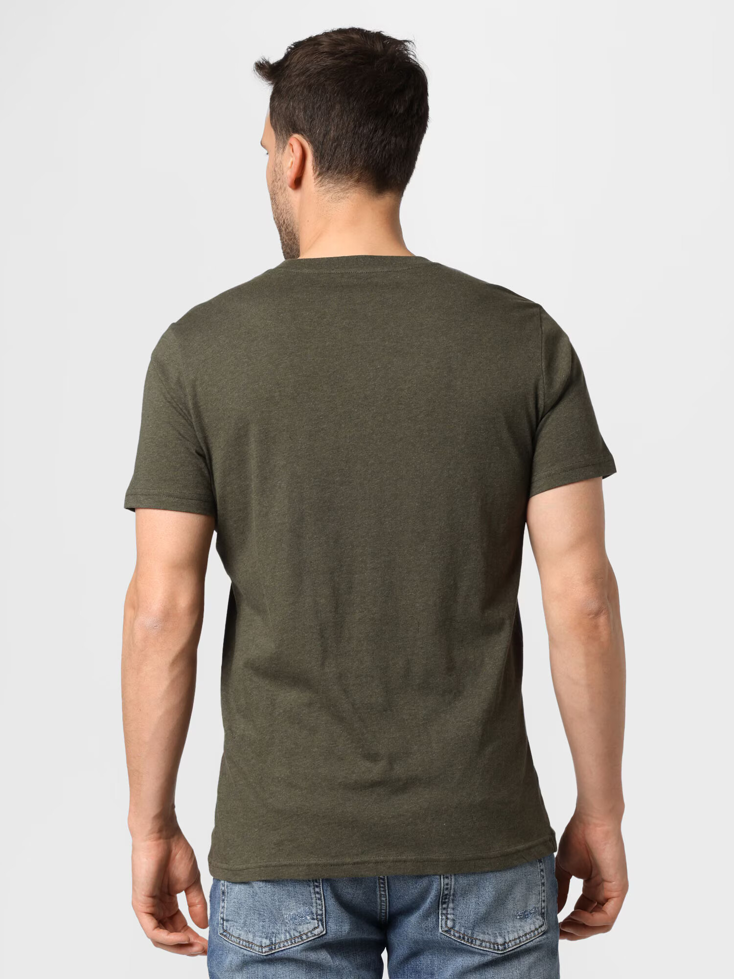 KnowledgeCotton Apparel Tricou 'ALDER' oliv / alb - Pled.ro