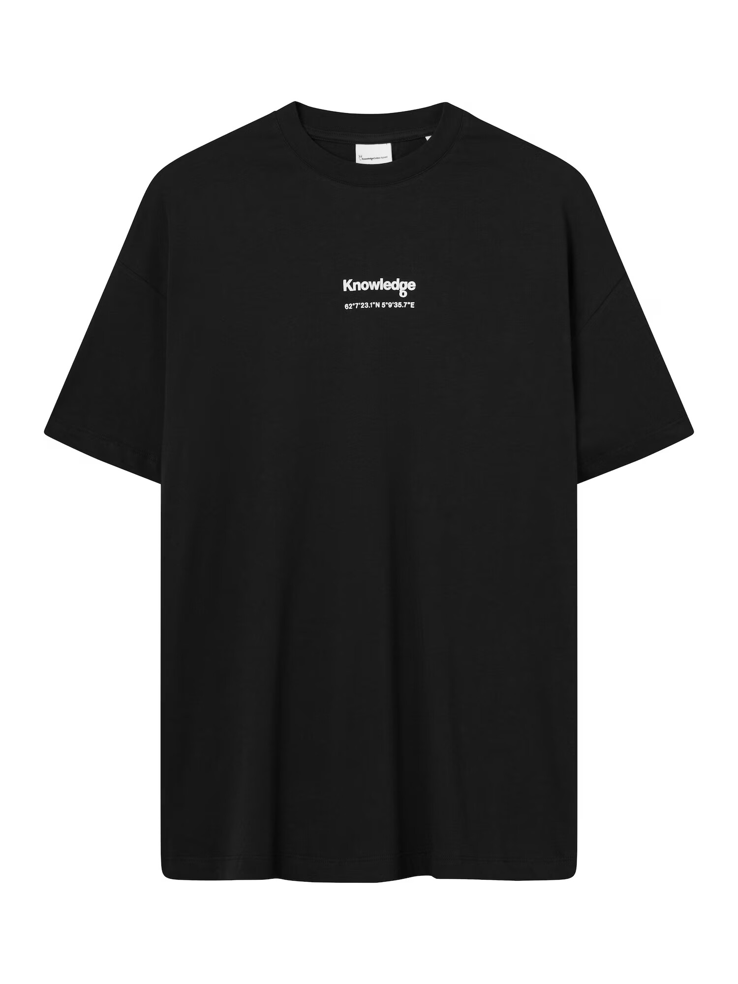 KnowledgeCotton Apparel Tricou negru / alb - Pled.ro