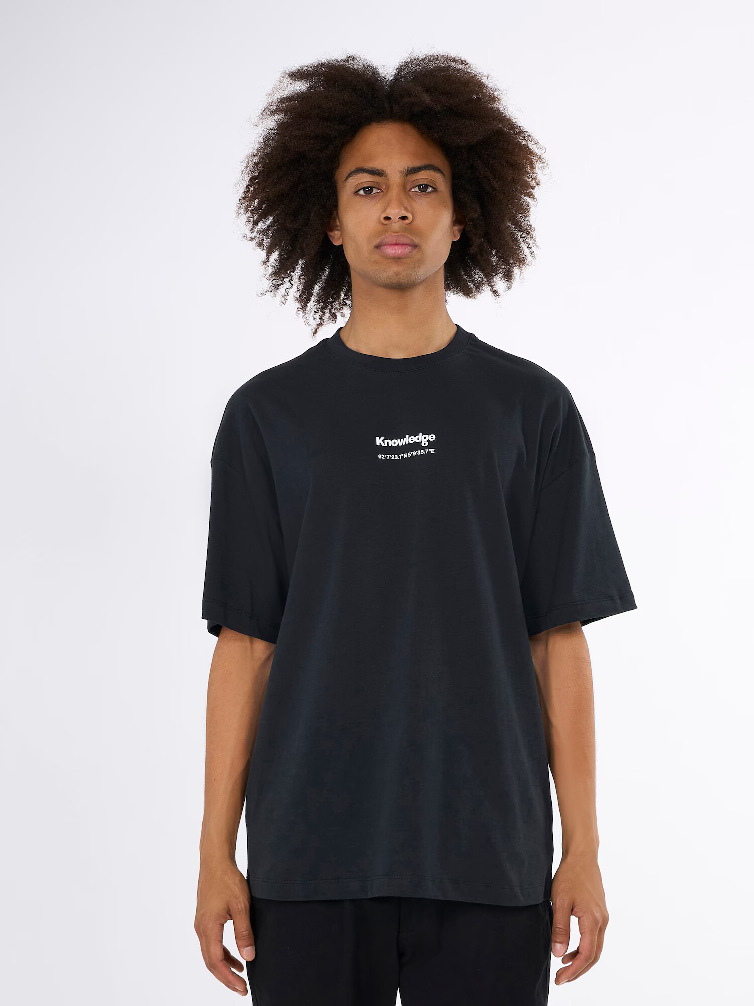 KnowledgeCotton Apparel Tricou negru / alb - Pled.ro