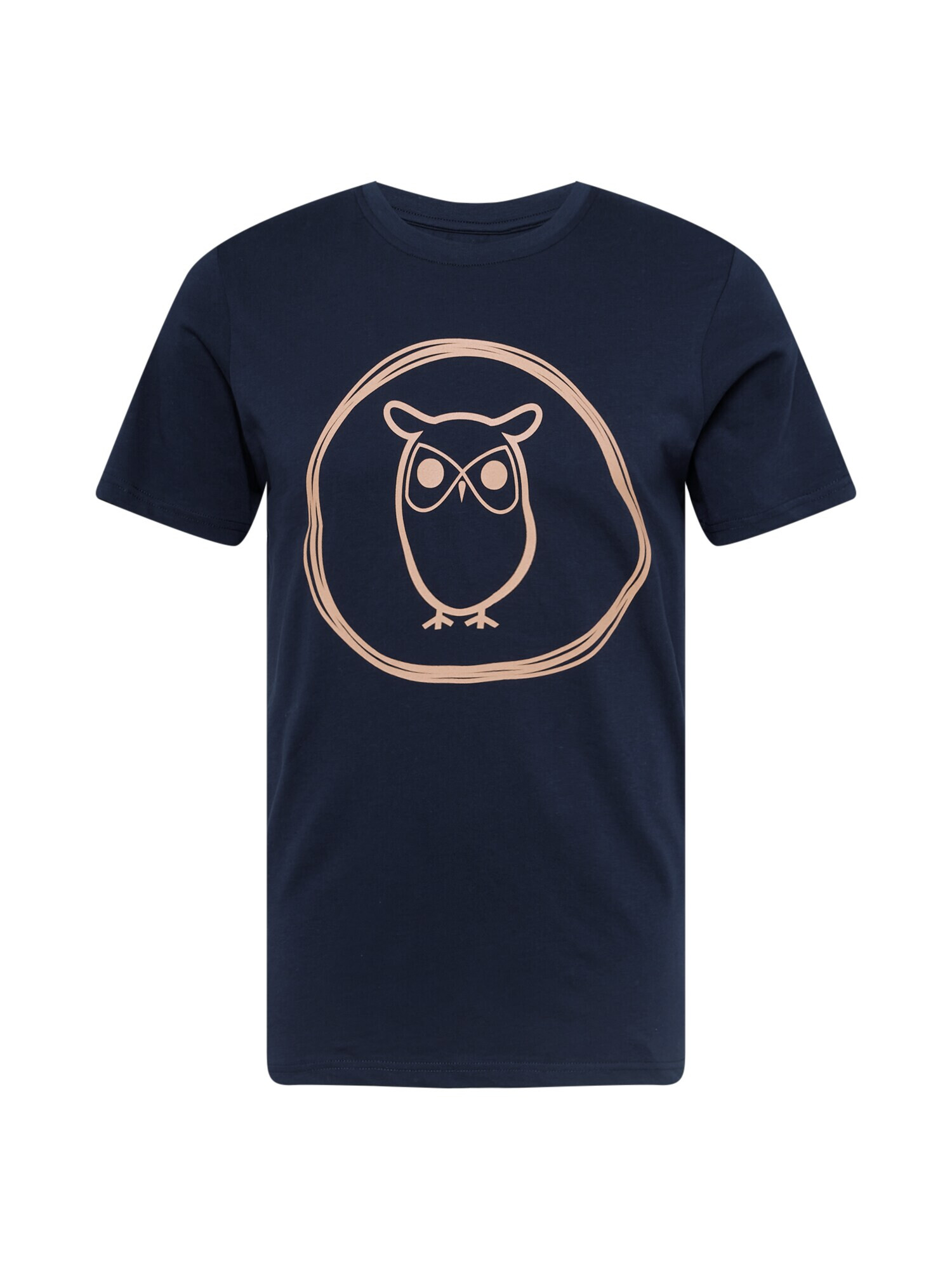 KnowledgeCotton Apparel Tricou 'Owl' culoarea pielii / bleumarin - Pled.ro